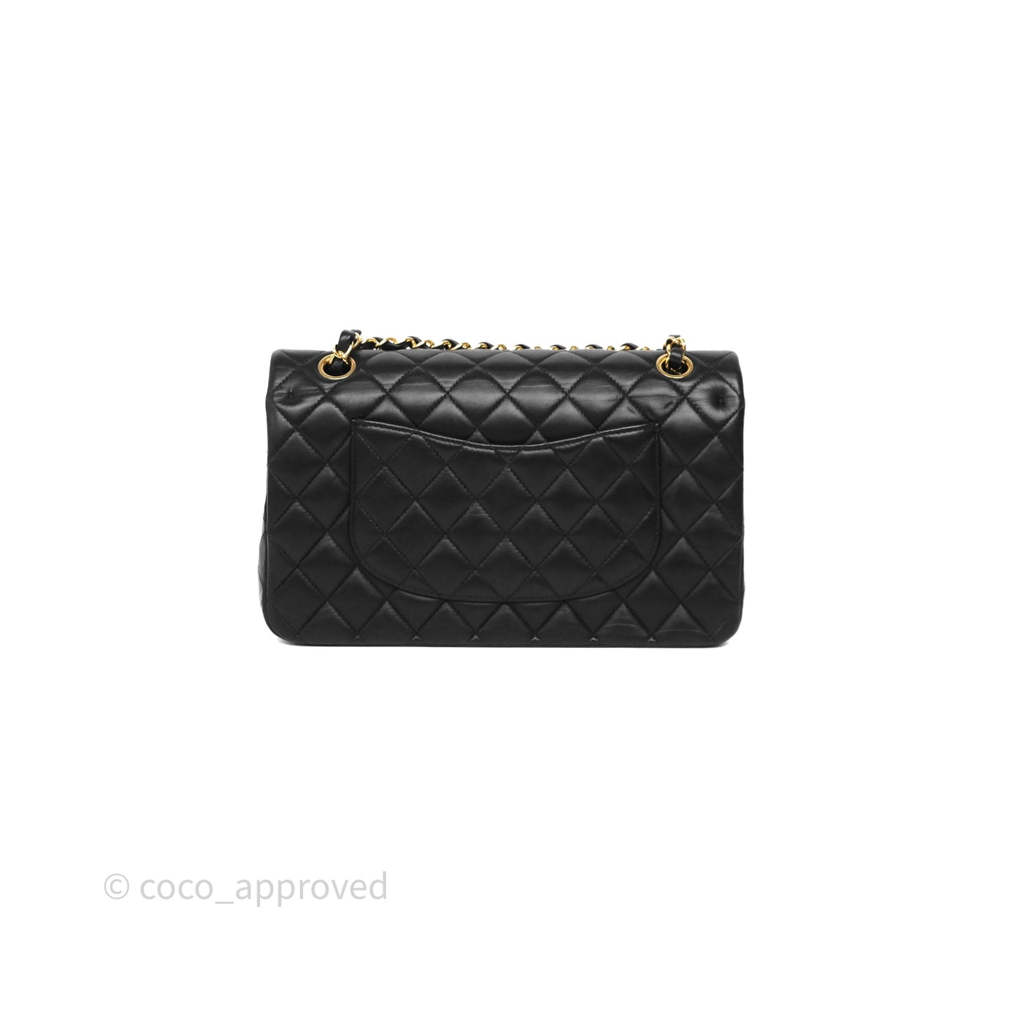 Chanel Quilted Classic M/L Medium Flap  Black Lambskin Gold Hardware