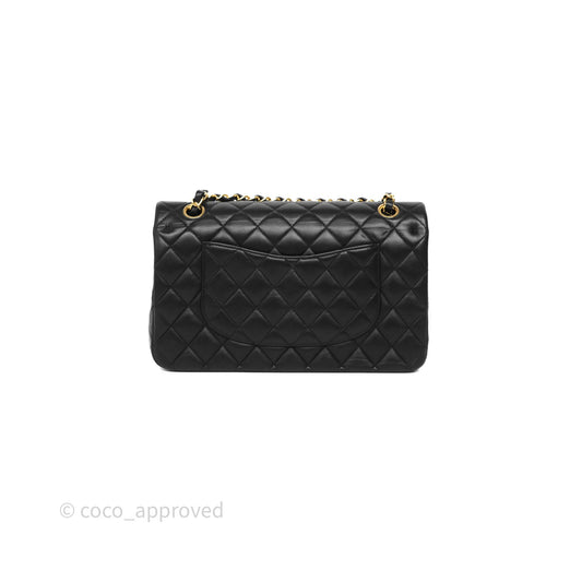 Chanel Quilted Classic M/L Medium Flap  Black Lambskin Gold Hardware