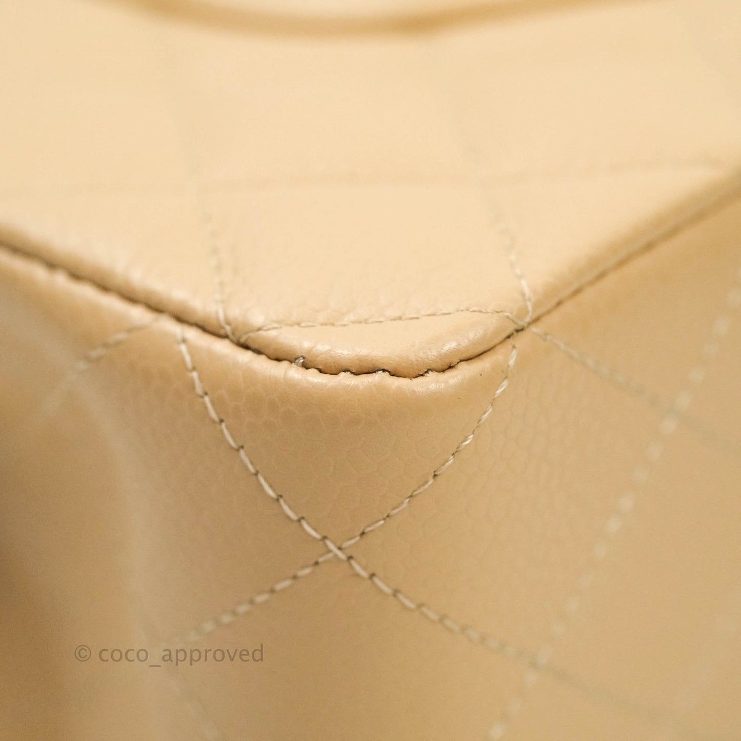 Chanel M/L Medium Quilted Caviar Double Flap Beige Gold Hardware