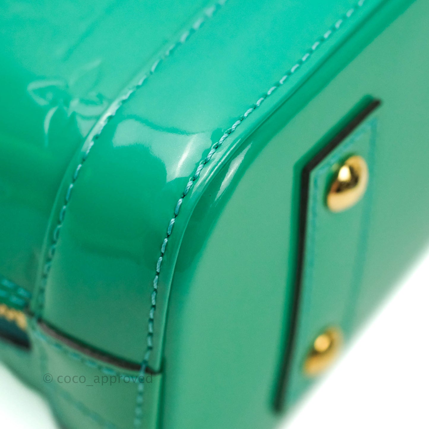 Louis Vuitton Alma BB Monogram Green Patent Gold Hardware
