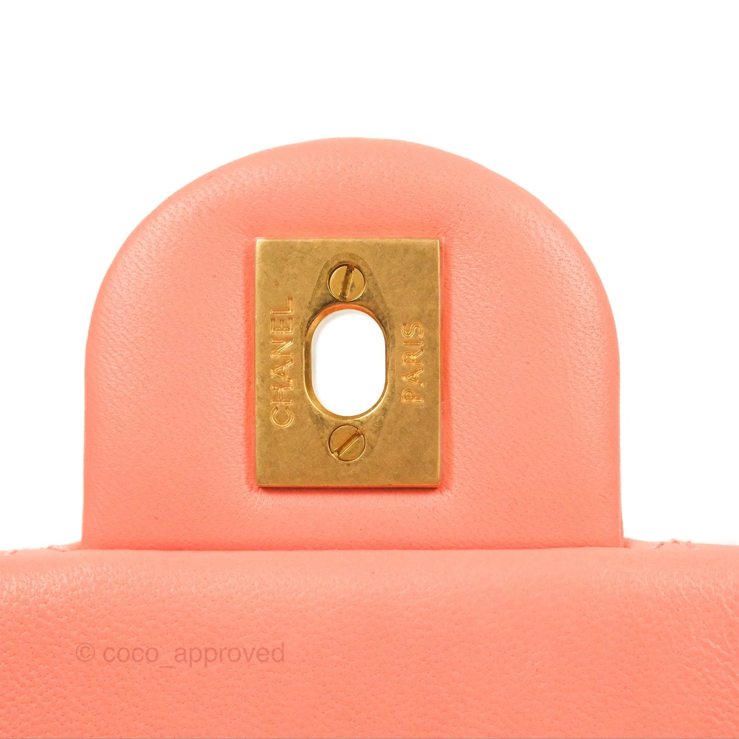 Chanel Pearl Crush Mini Square Quilted Pink Lambskin Aged Gold Hardware