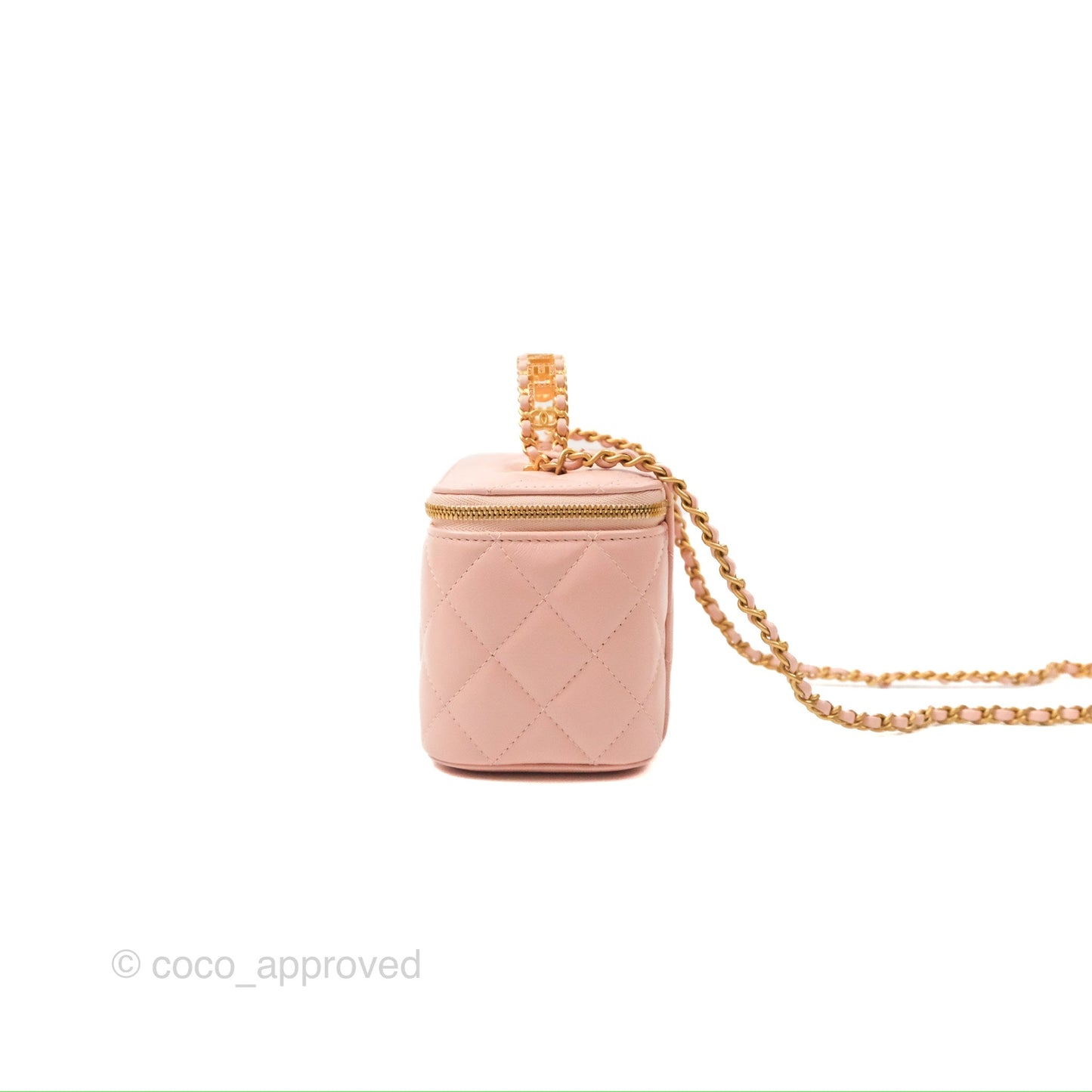 Chanel Vanity Rectangular Top Handle Pink Lambskin Gold Hardware