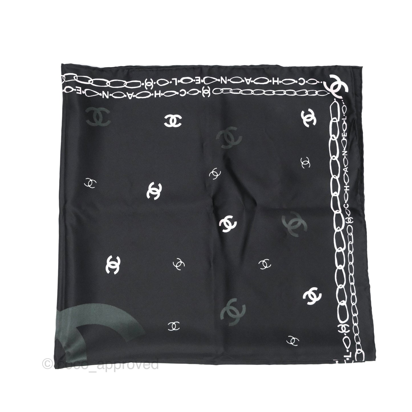 Chanel CC Logo Reversible Silk Square Scarf 90