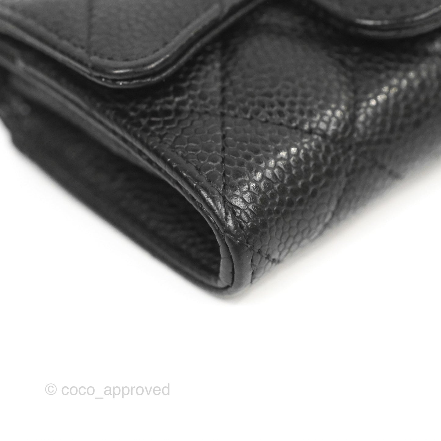 Chanel Classic Flap Card Holder Black Caviar Silver Hardware