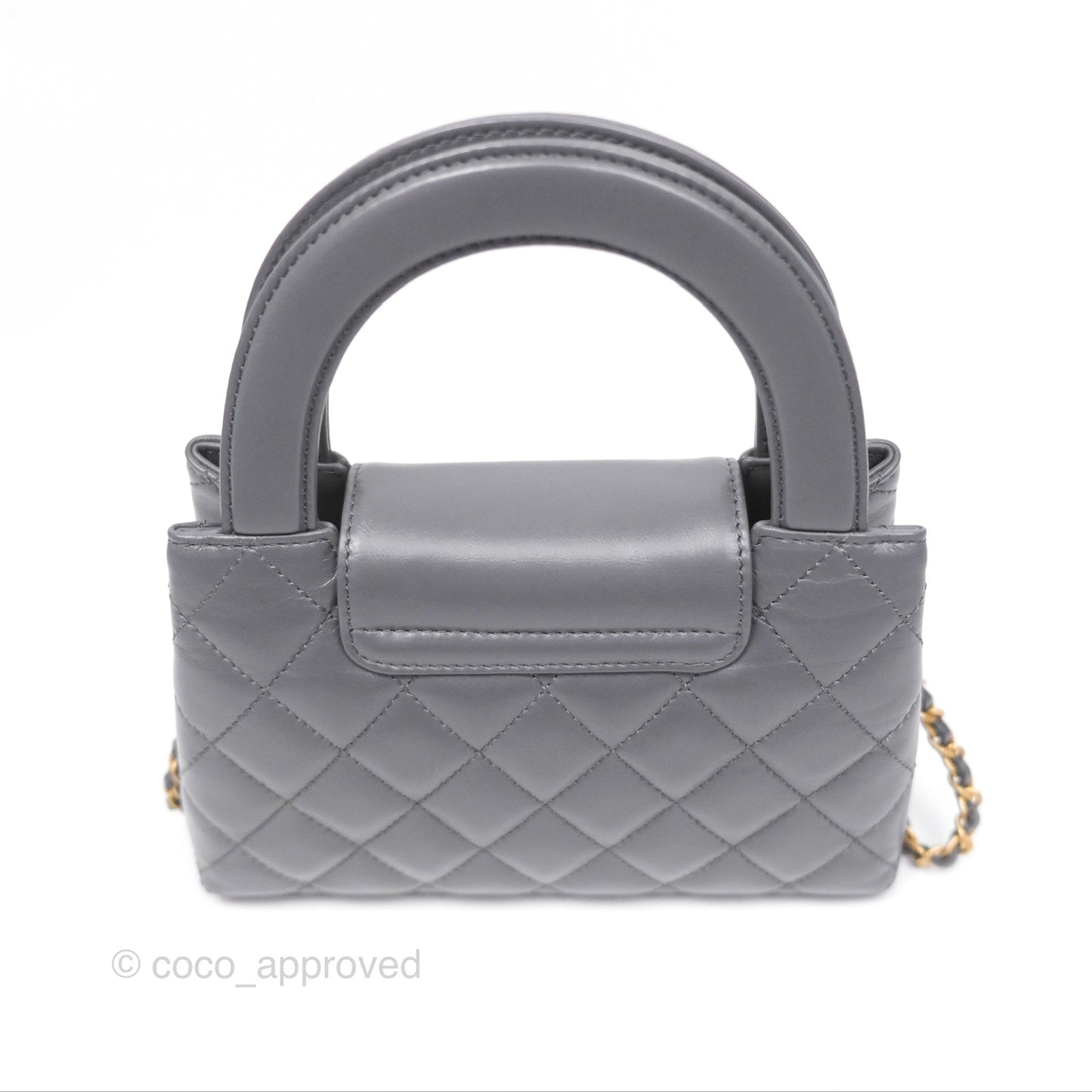 Chanel Kelly Bag Quilted Grey Shiny Calfskin Aged Gold Hardware