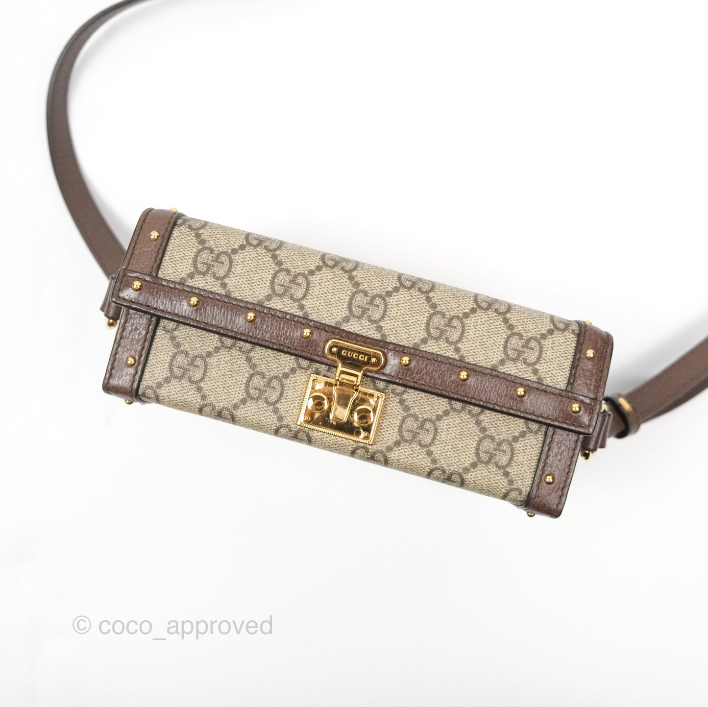Gucci Gucci Brown/Beige GG Supreme Canvas and Leather Mini Trunk Bag