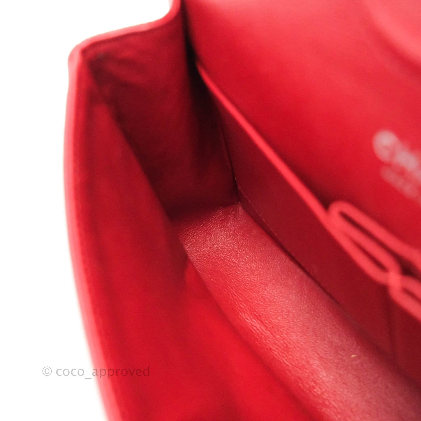 Chanel Classic M/L Medium Double Flap Red Caviar Silver Hardware