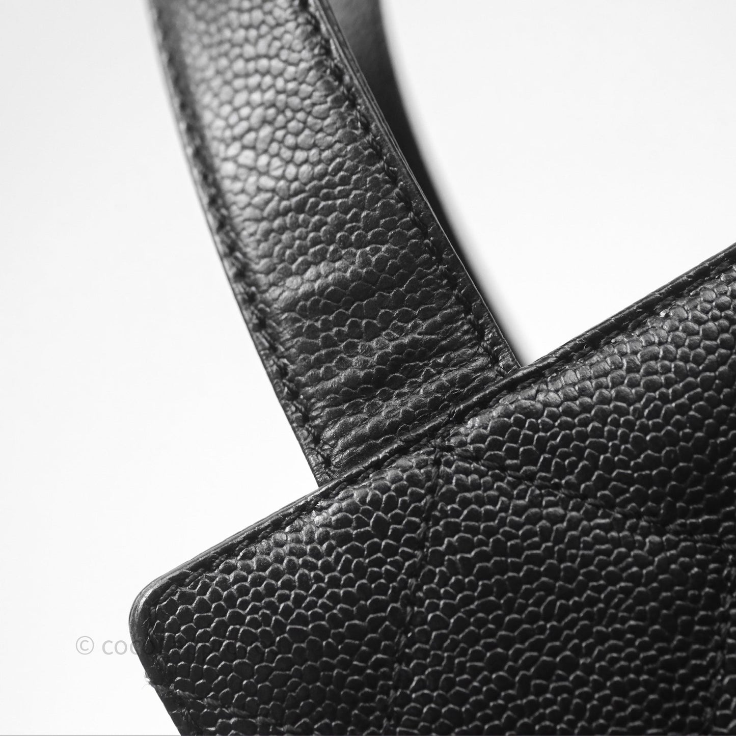 Chanel Vintage Quilted CC Tote Black Caviar Gold Hardware