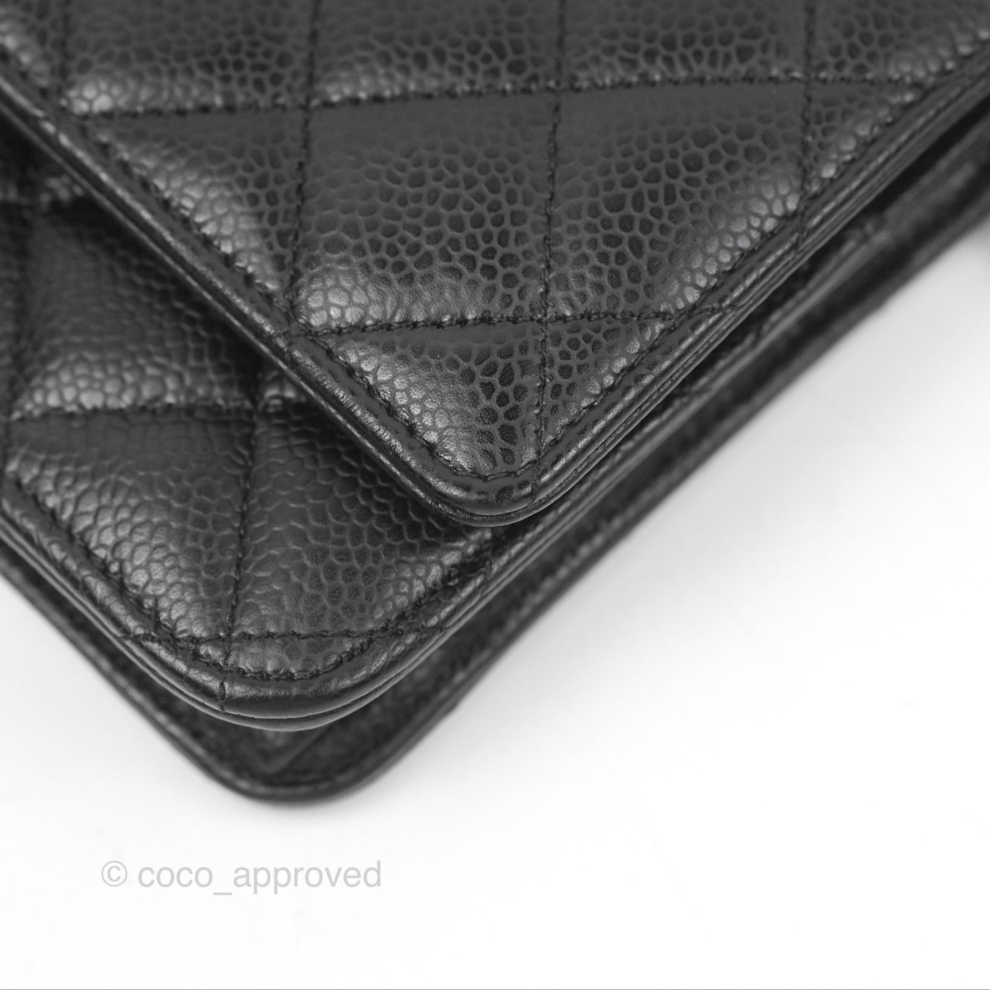 Chanel Quilted Classic Wallet On Chain WOC Black Caviar Silver Hardware