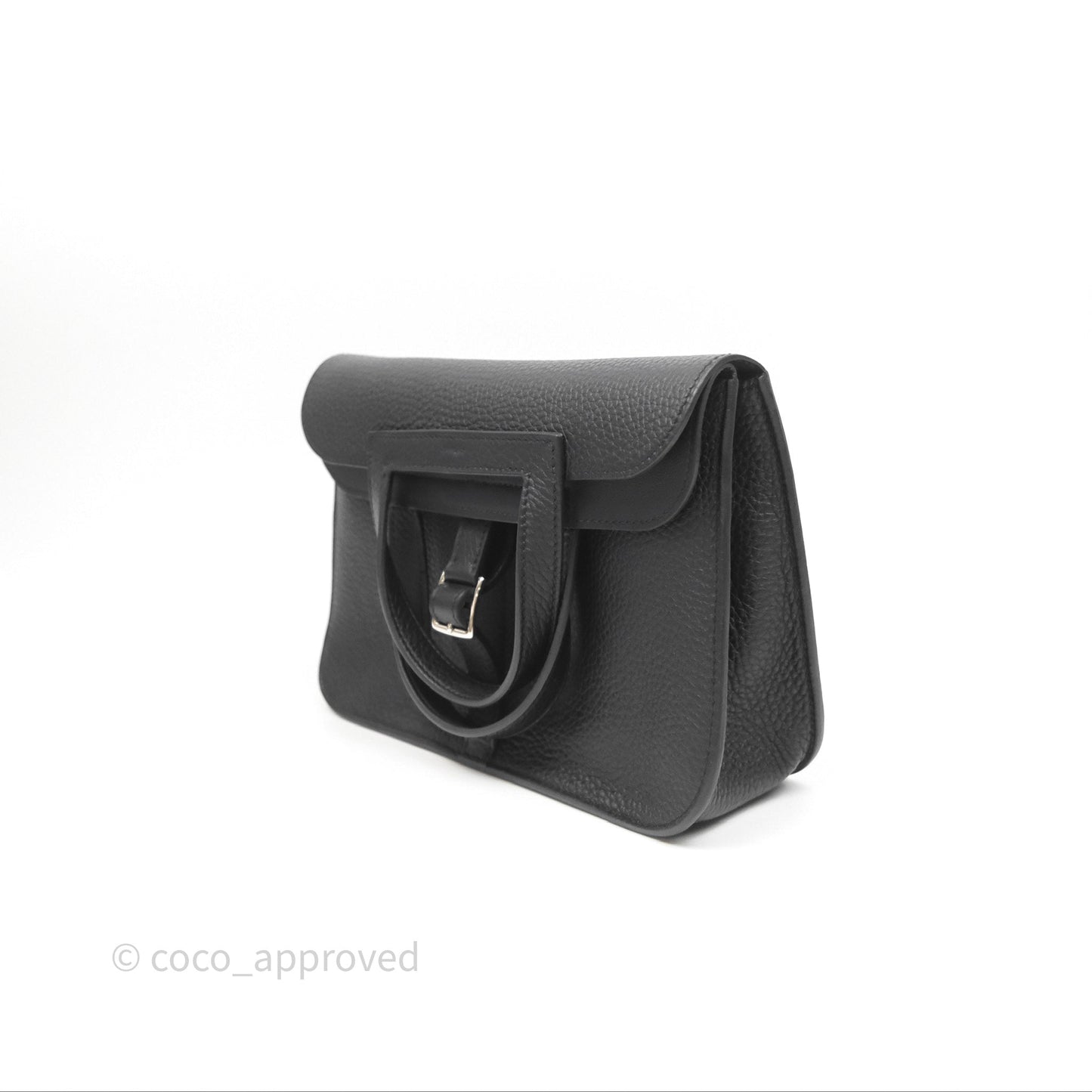 Hermès Halzan 25 Black Noir 89 Clemence Palladium Hardware