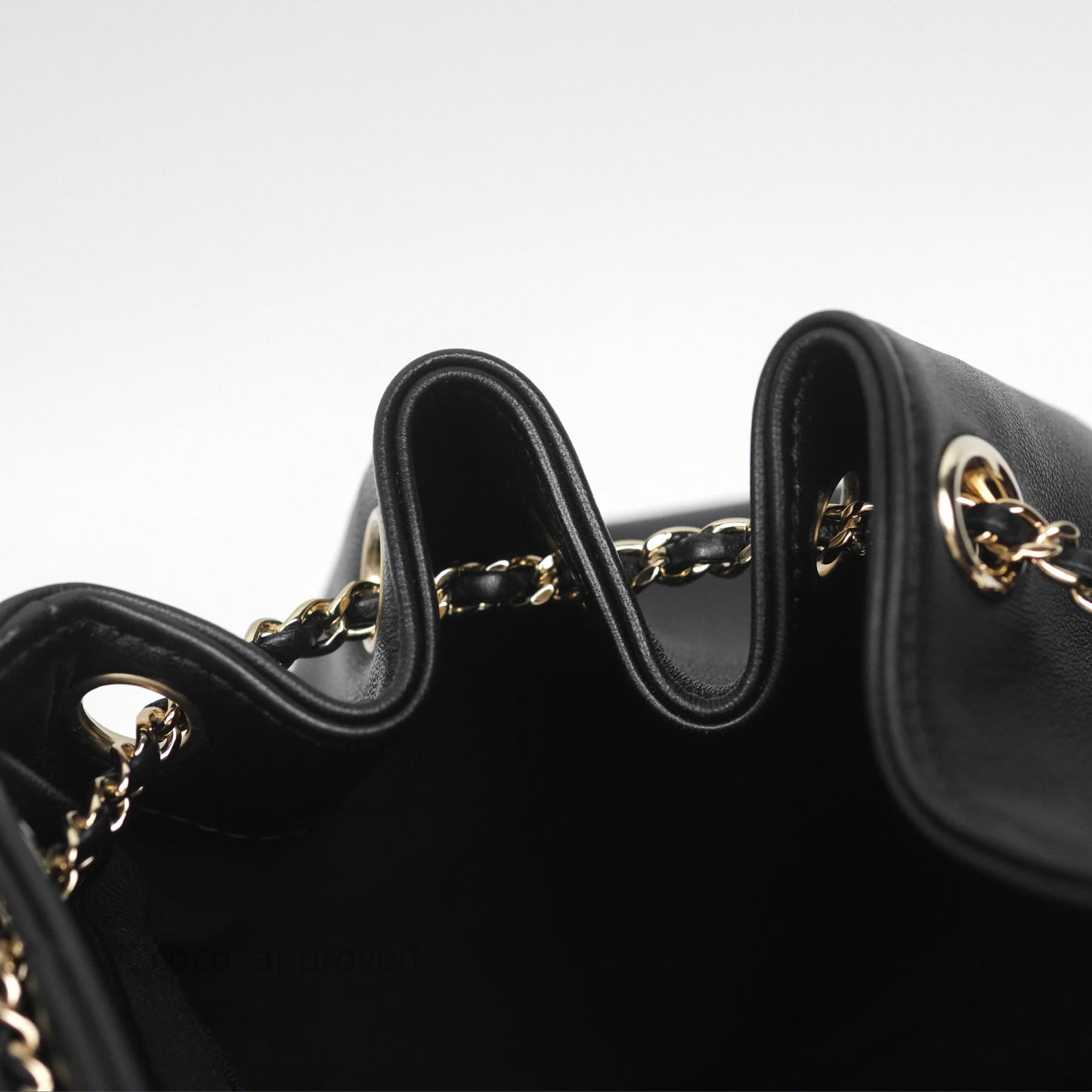 Chanel Small Duma Drawstring Backpack Black Lambskin Gold Hardware