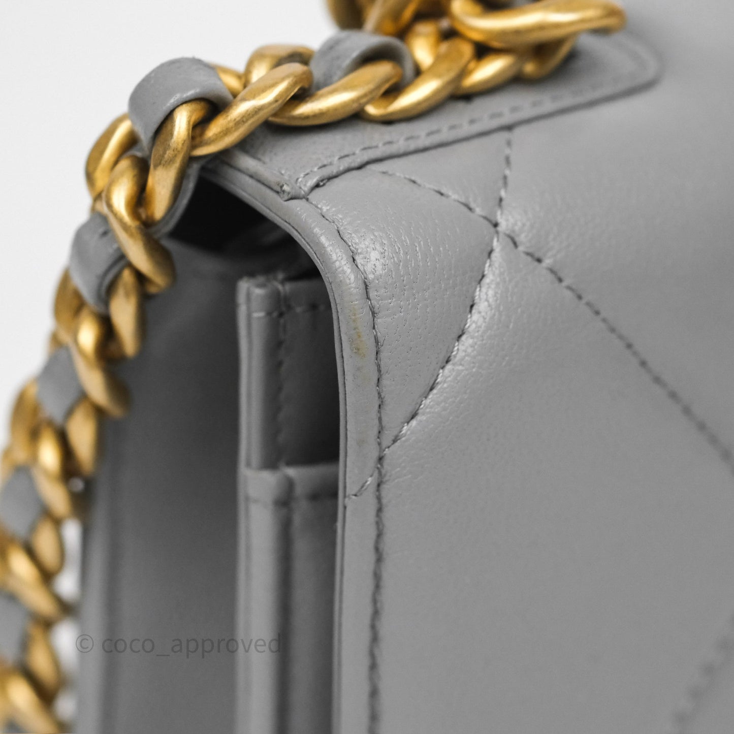 Chanel 19 Wallet on Chain WOC Grey Lambskin Mixed Hardware