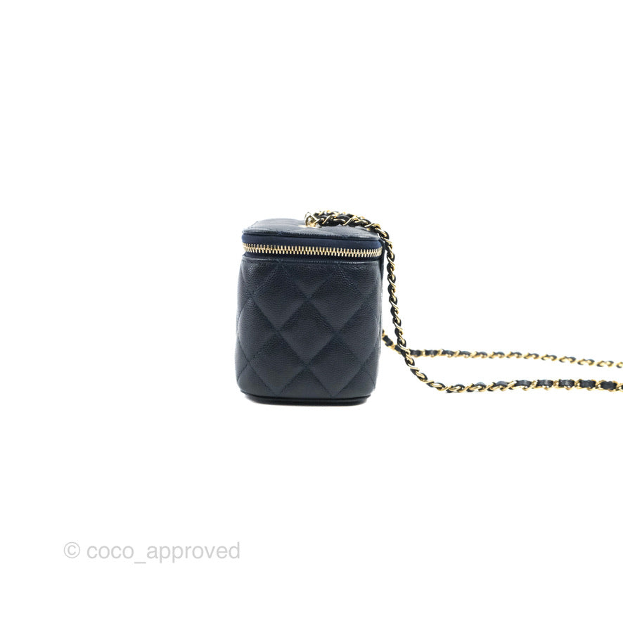 Chanel Vanity with Chain Navy Caviar Gold Hardware