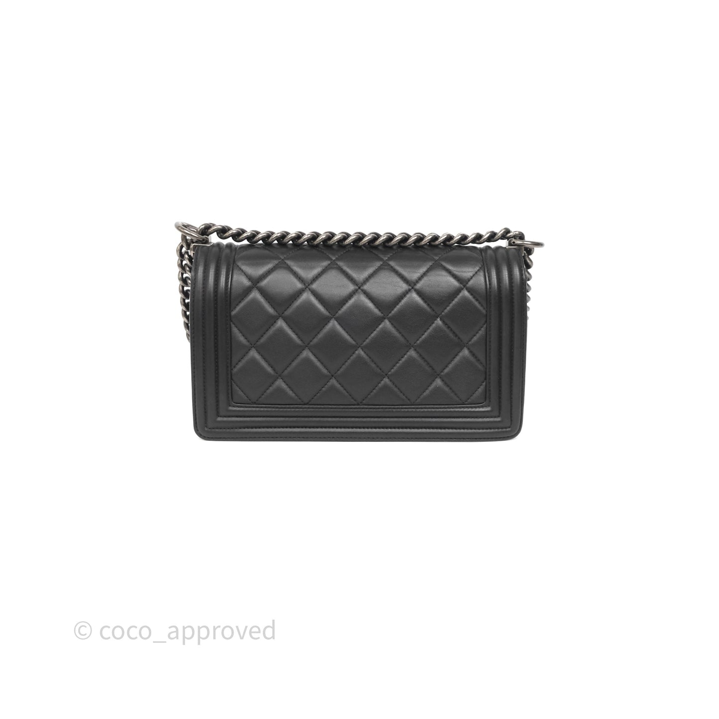 Chanel Quilted Medium Boy Black Lambskin Ruthenium Hardware