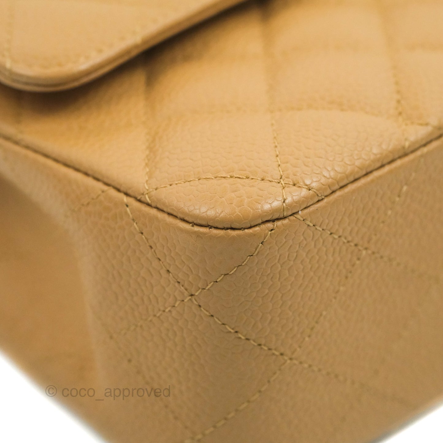 Chanel Quilted M/L Medium Flap Vintage Dark Beige Caviar 24K Gold Hardware