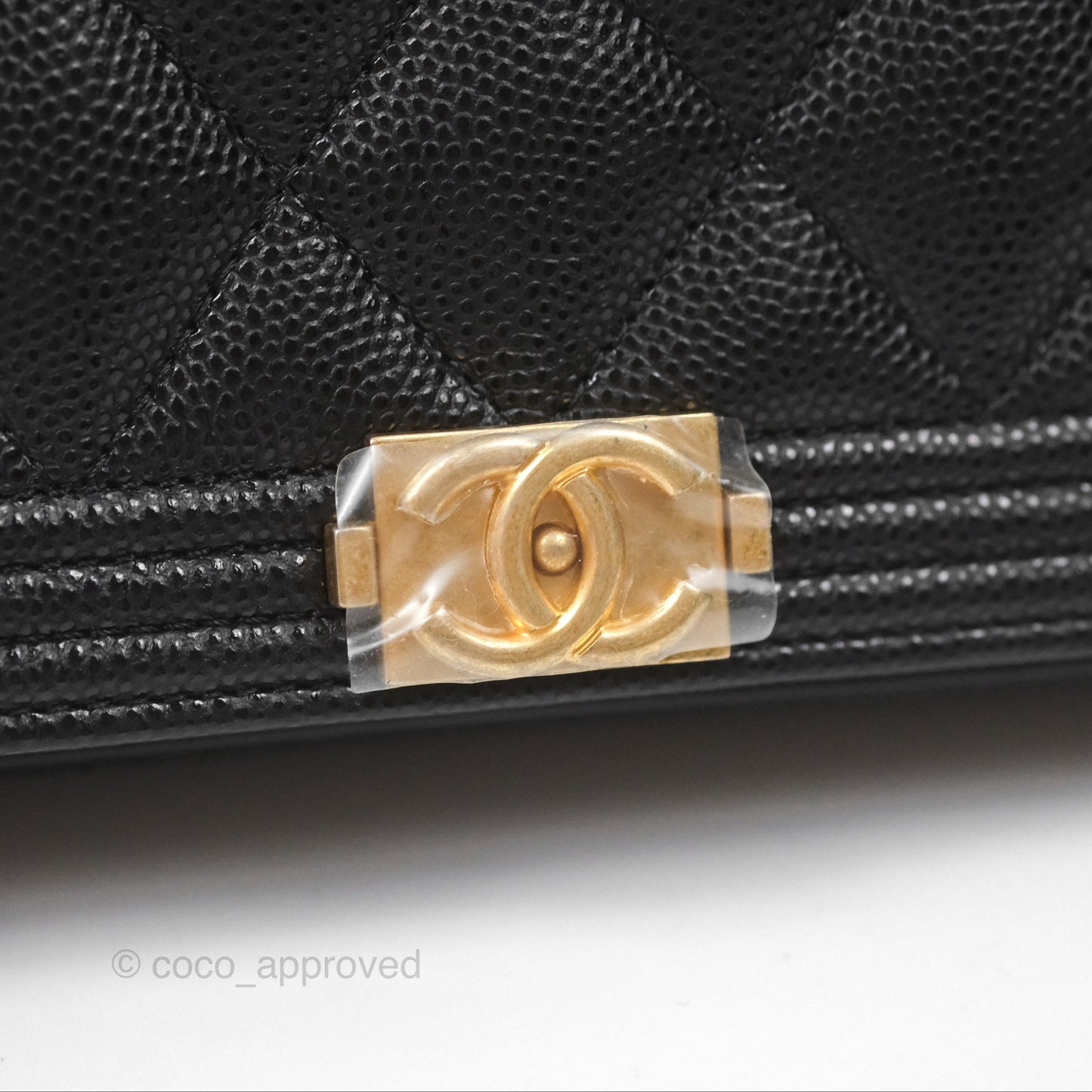 Chanel Quilted Boy Wallet on Chain WOC Black Caviar Age Gold Hardware
