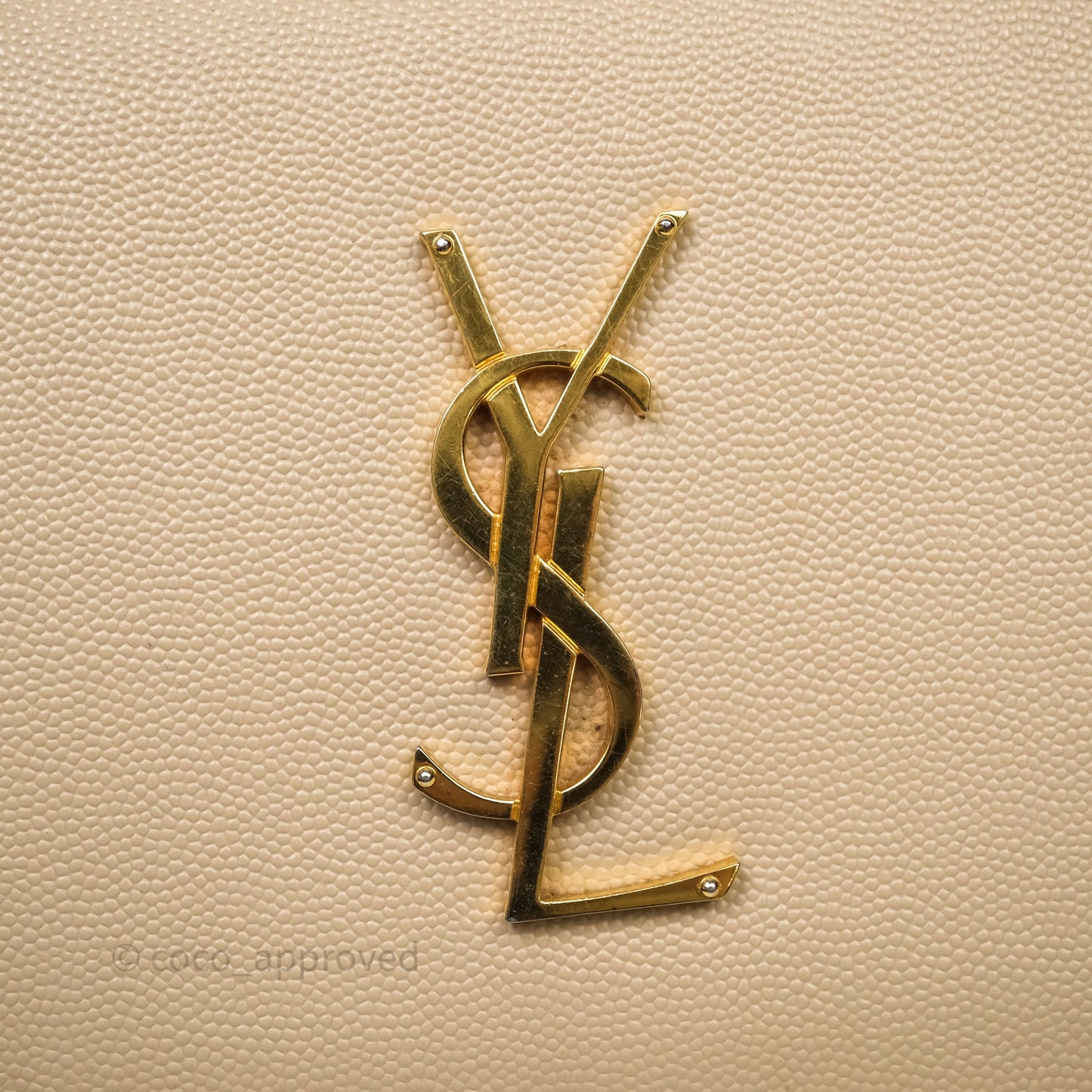Saint Laurent Kate Clutch Monogram Beige Grain De Poudre Gold Hardware