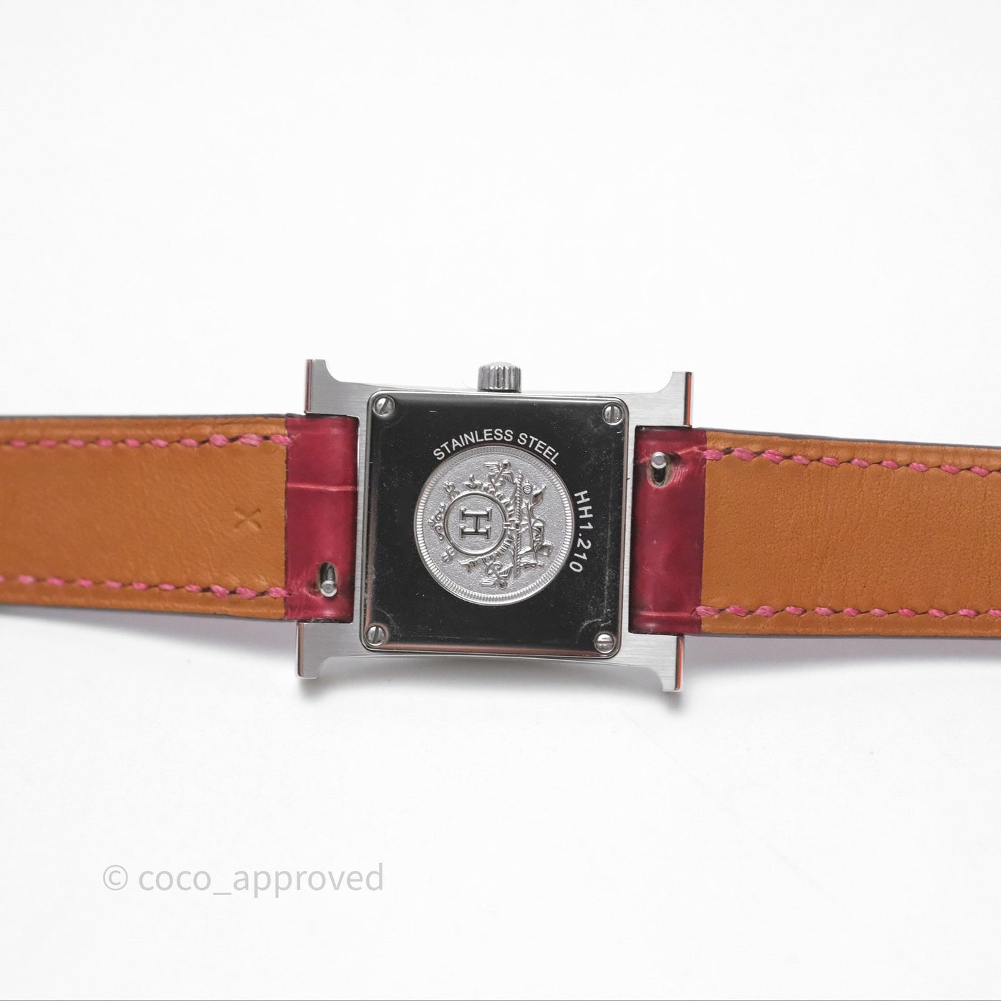 Hermès Heure H Watch Diamond Red Alligator Palladium Hardware