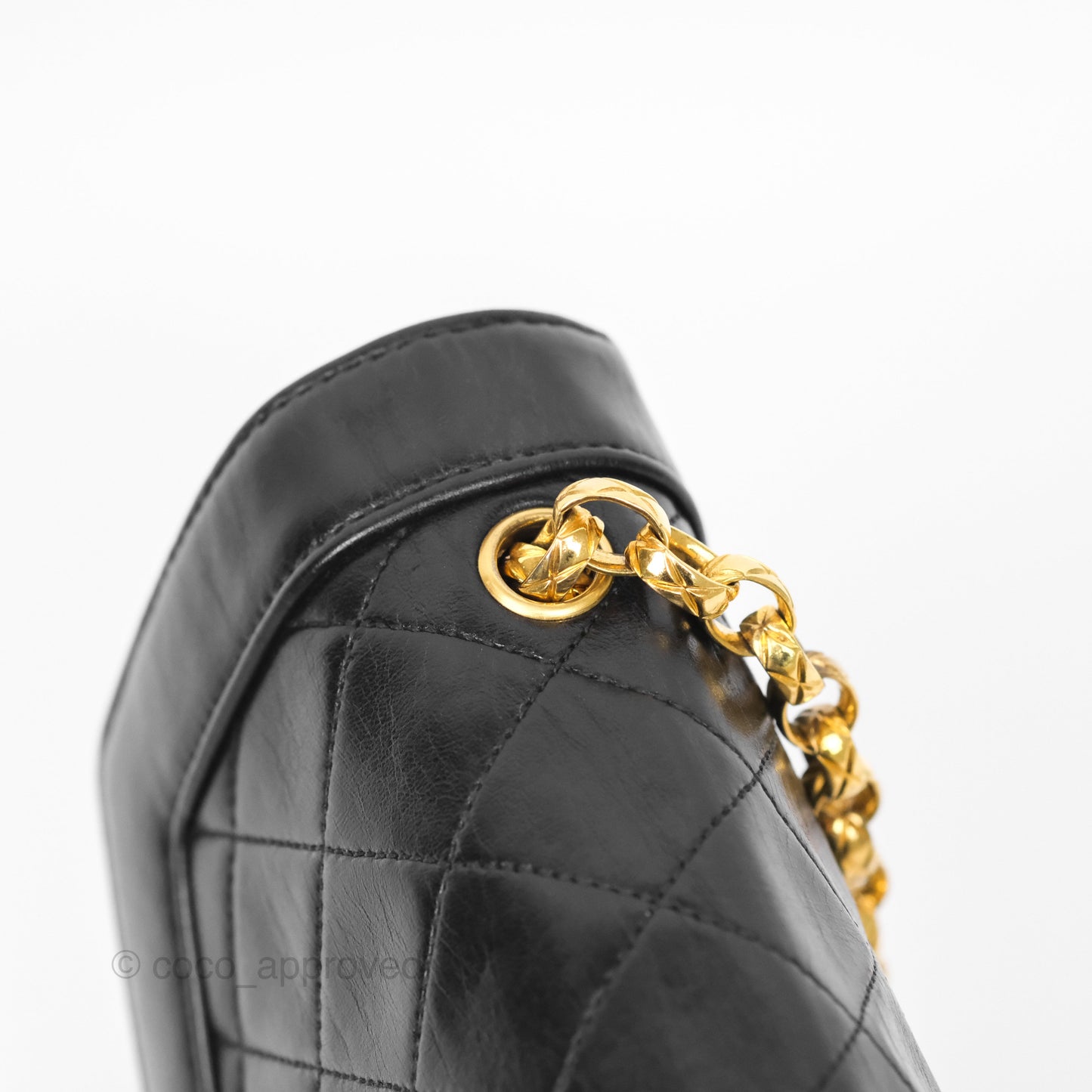 Chanel Vintage Small Diana Flap Black Lambskin 24K Gold Hardware