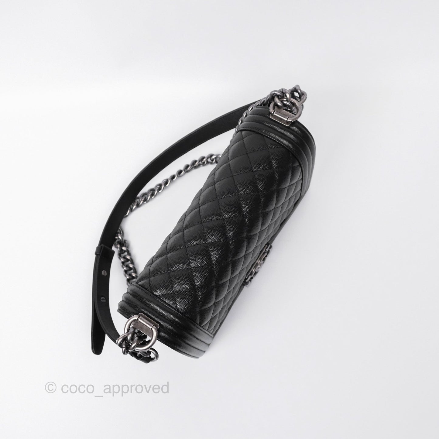 Chanel Medium Boy Quilted Black Caviar Ruthenium Hardware