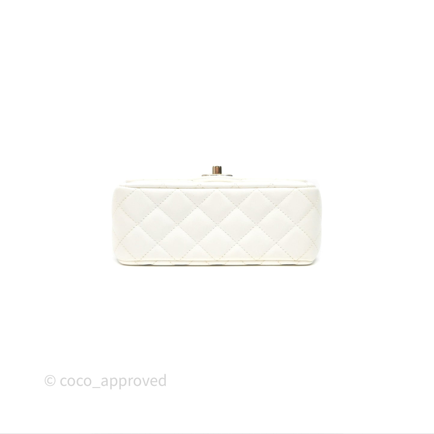 Chanel Crystals Top Handle Mini Rectangular Flap Bag White Lambskin Gold Hardware