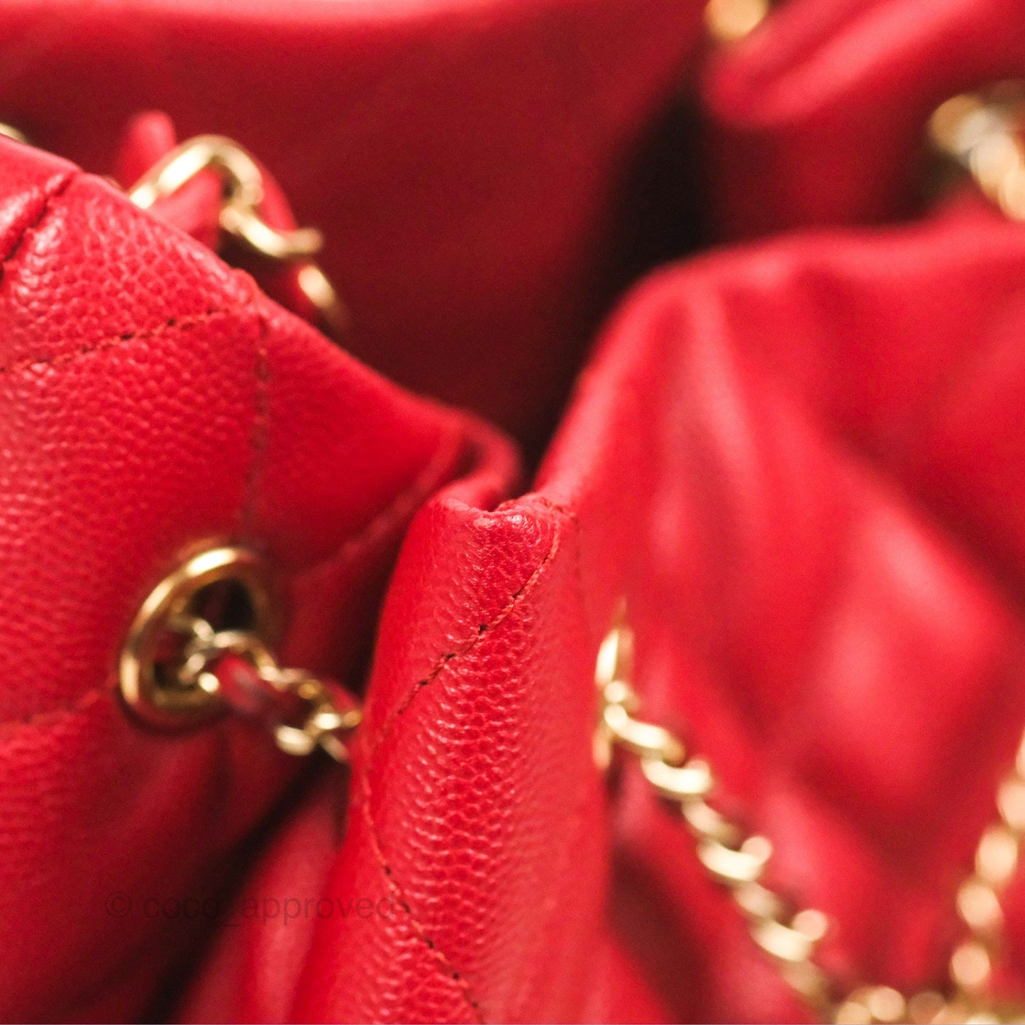 Chanel Medium Quilted Rolled Up Bucket Drawstring Bag Red Caviar Gold Hardware
