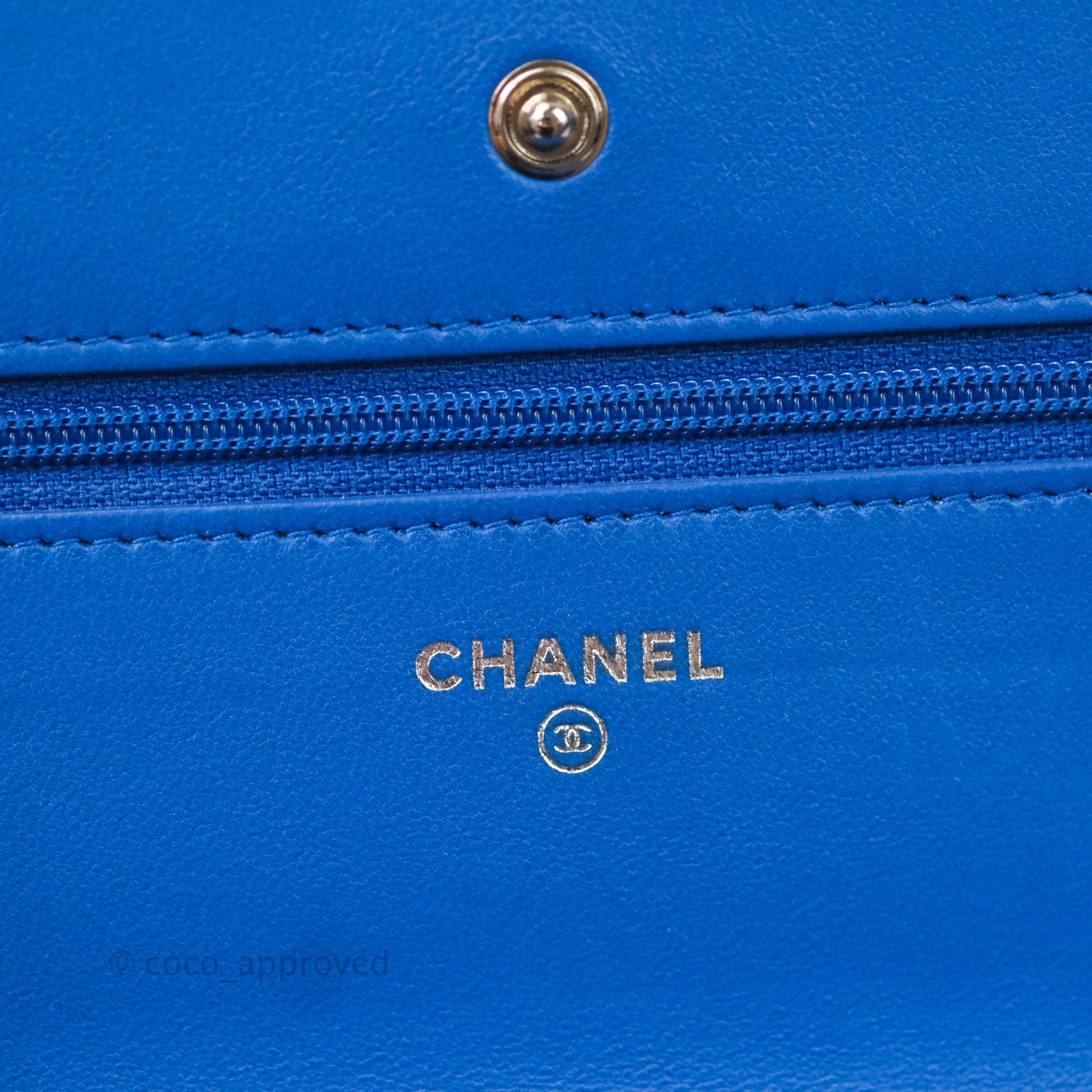 Chanel Quilted Wallet on Chain WOC Blue Lambskin Silver Hardware