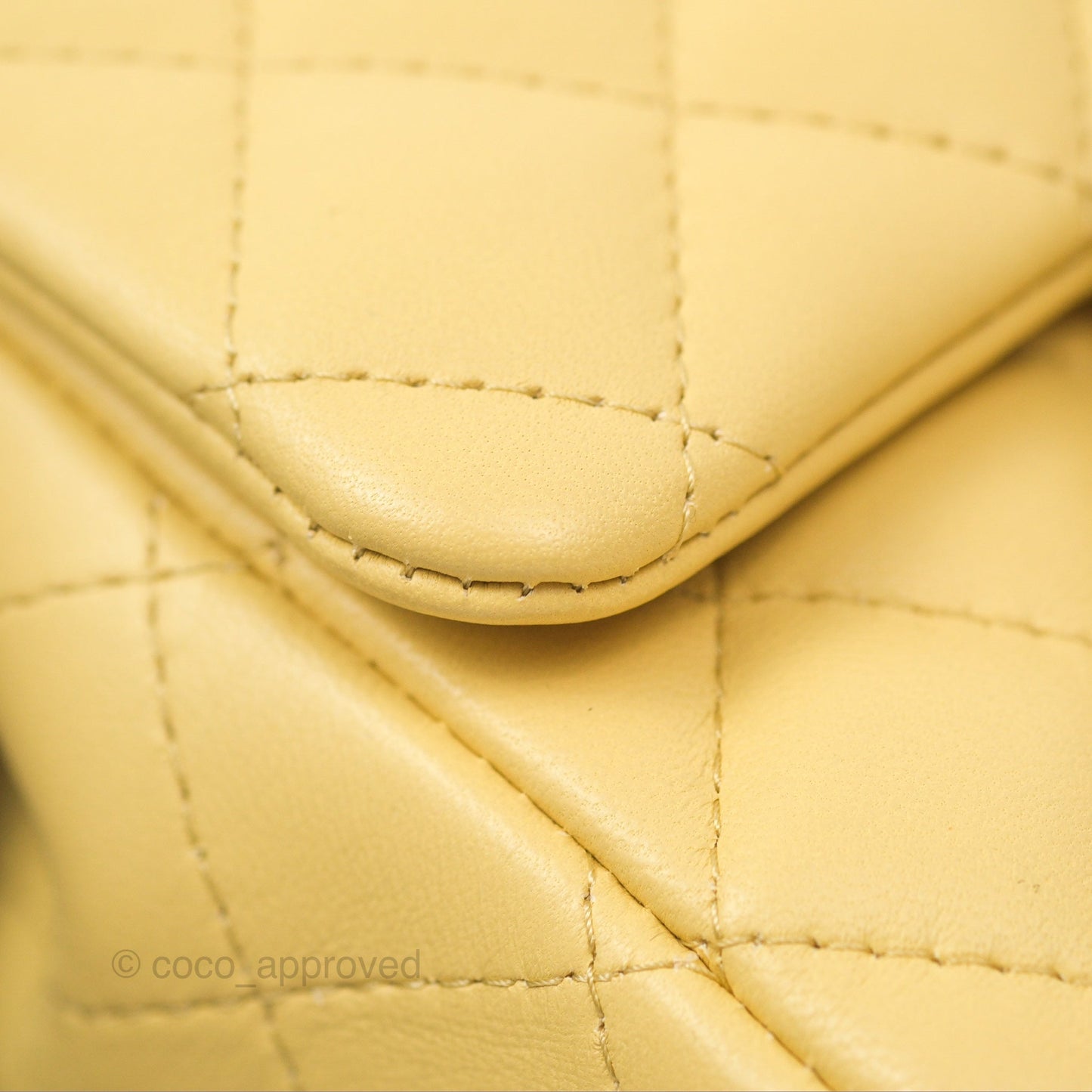 Chanel Quilted Mini Square Yellow Lambskin Gold Hardware