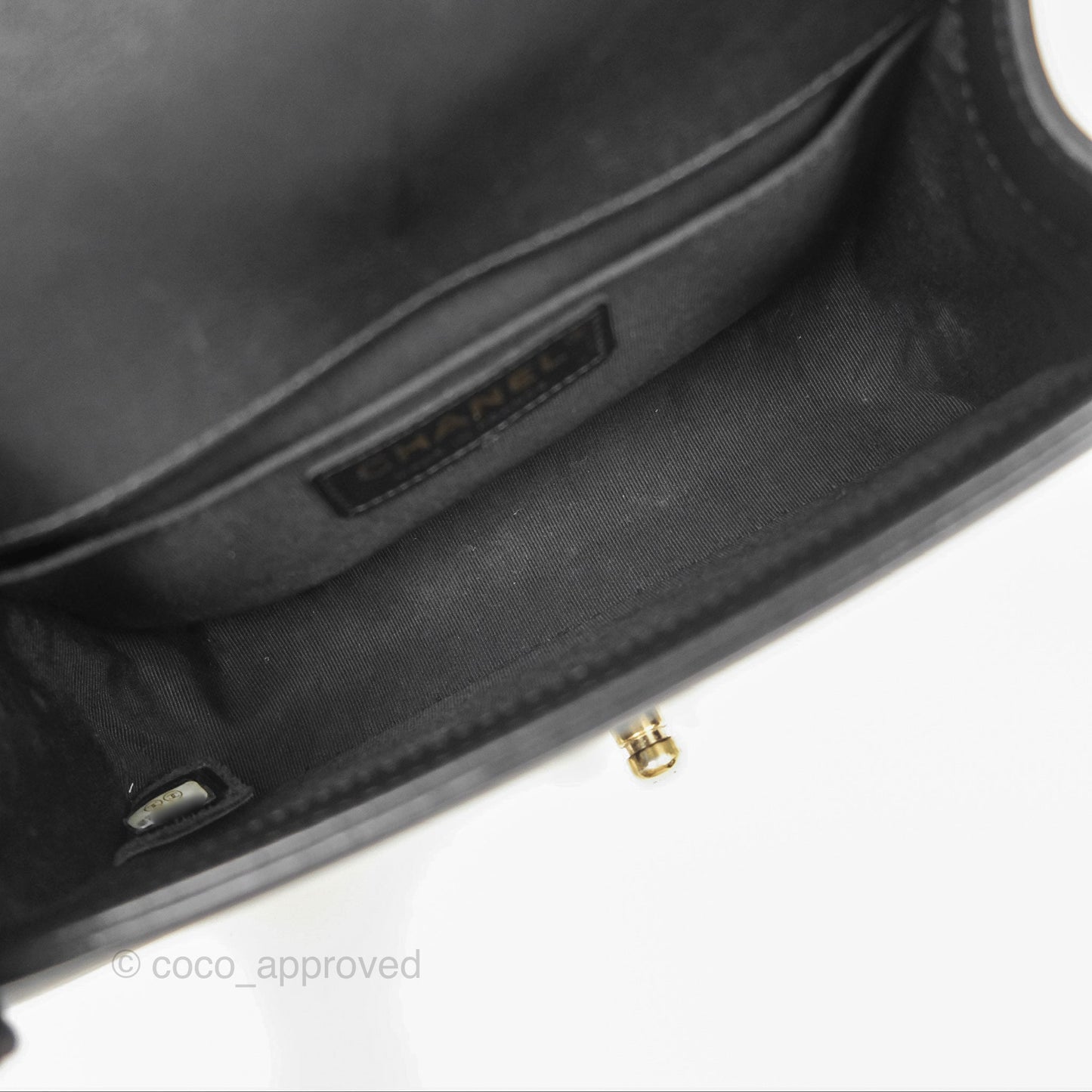 Chanel Chevron Small Boy Black Calfskin Gold Hardware