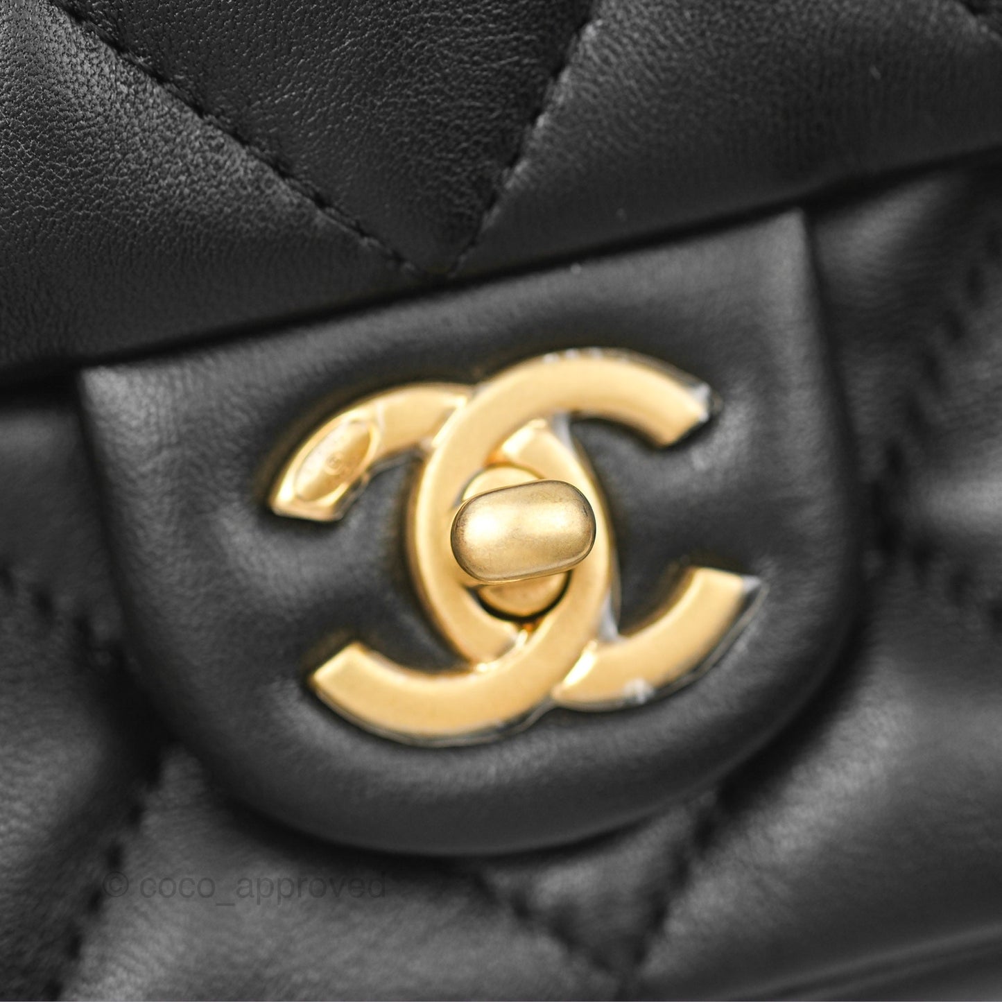Chanel Mini Flap Bag With Heart CC Charm Black Lambskin Aged Gold Hardware