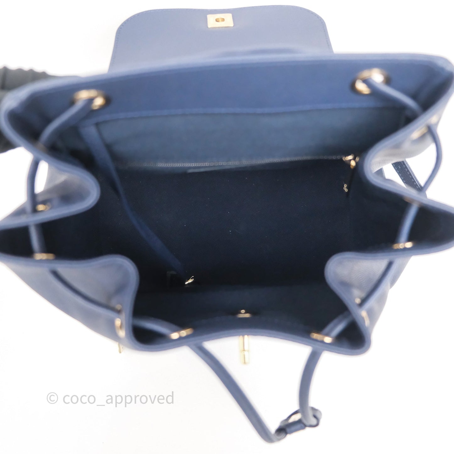 Chanel Quilted Business Affinity Backpack Navy Caviar Gold Hardware
