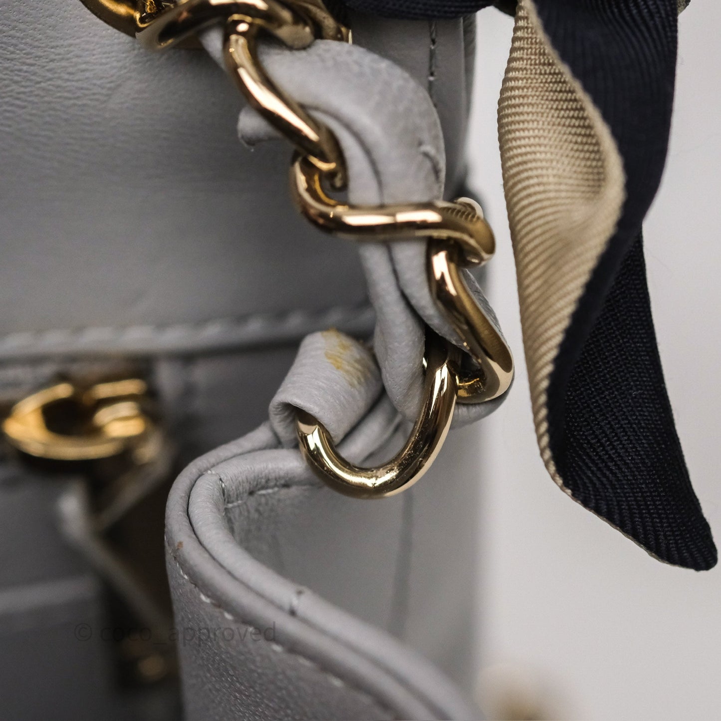 Chanel Mini Square Flap Chevron Grey Lambskin Gold Hardware