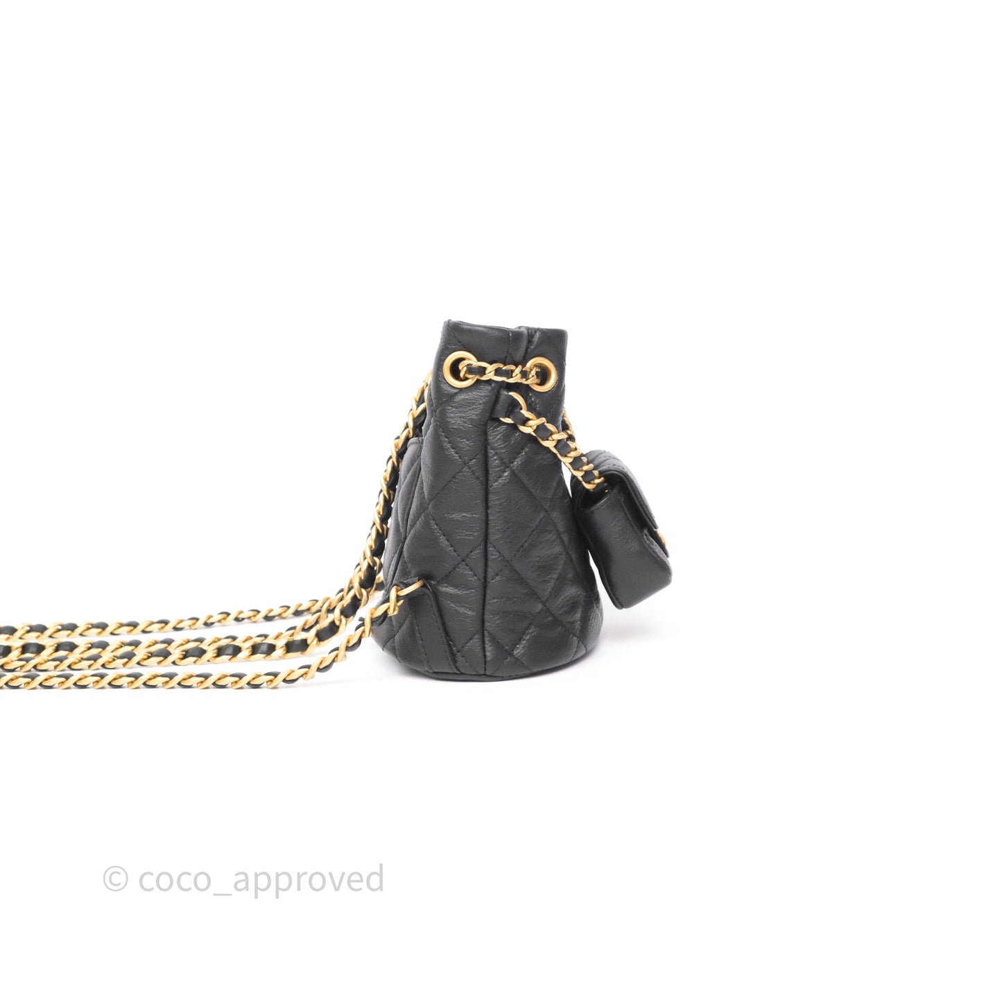 Chanel Mini Backpack Black Crumpled Calfskin Aged Gold Hardware 23A