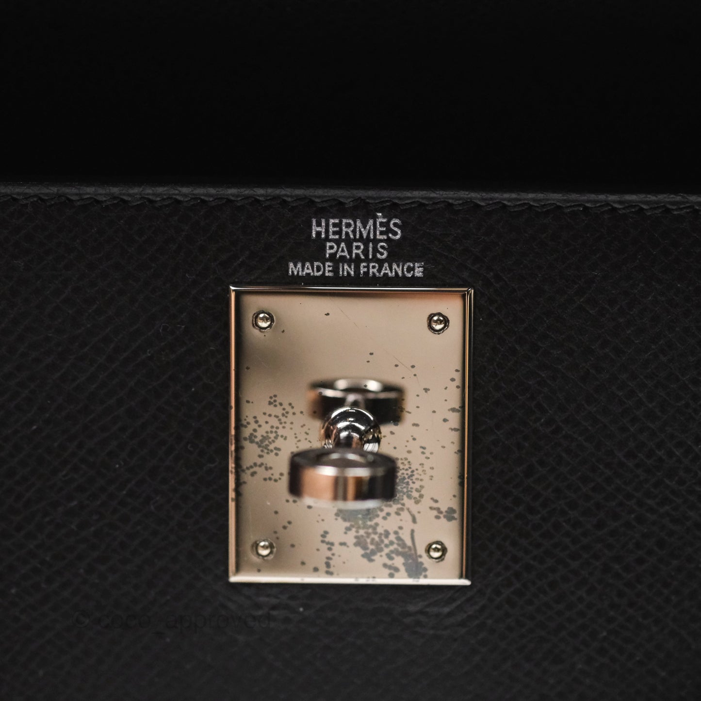 Hermès Vintage Kelly 28 Sellier Noir 89 Courchevel Palladium Hardware