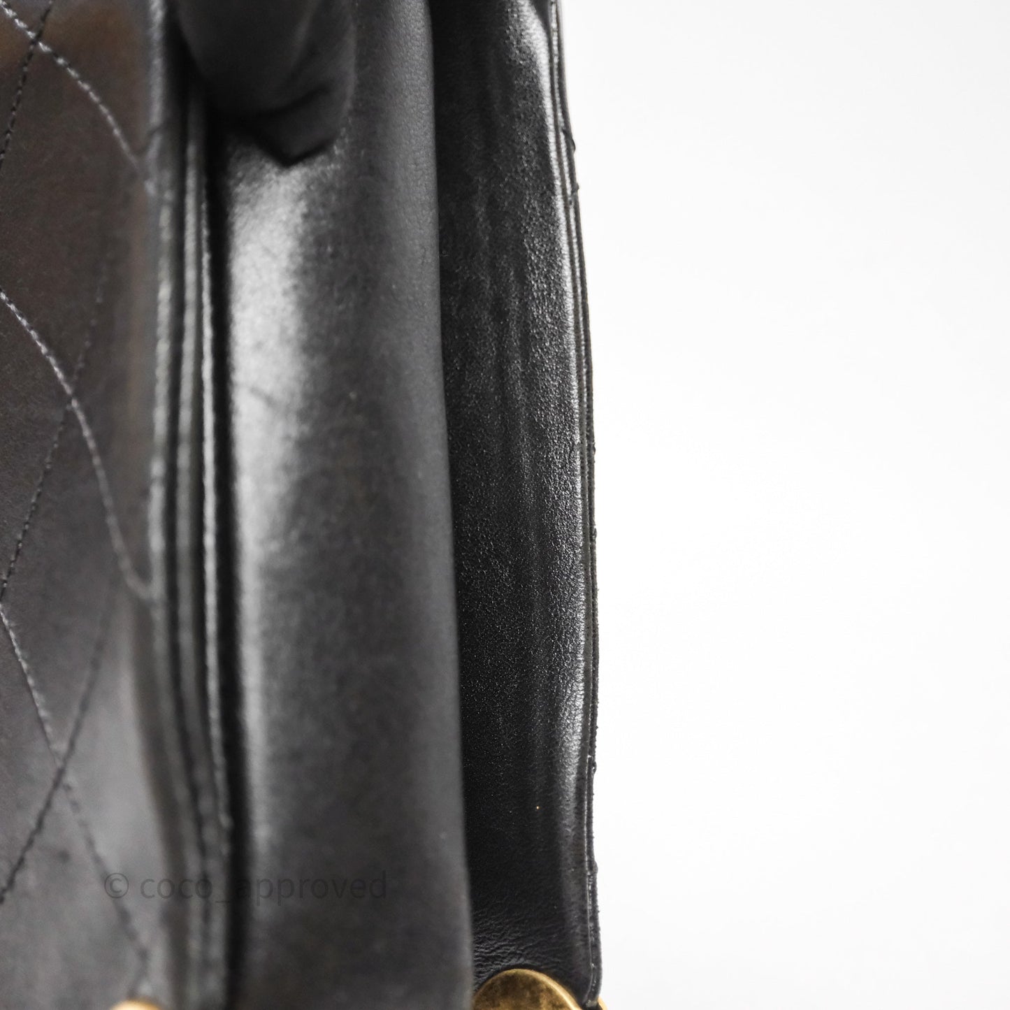 Chanel Quilted Flap Bag Black Calfskin Aged Gold Hardware