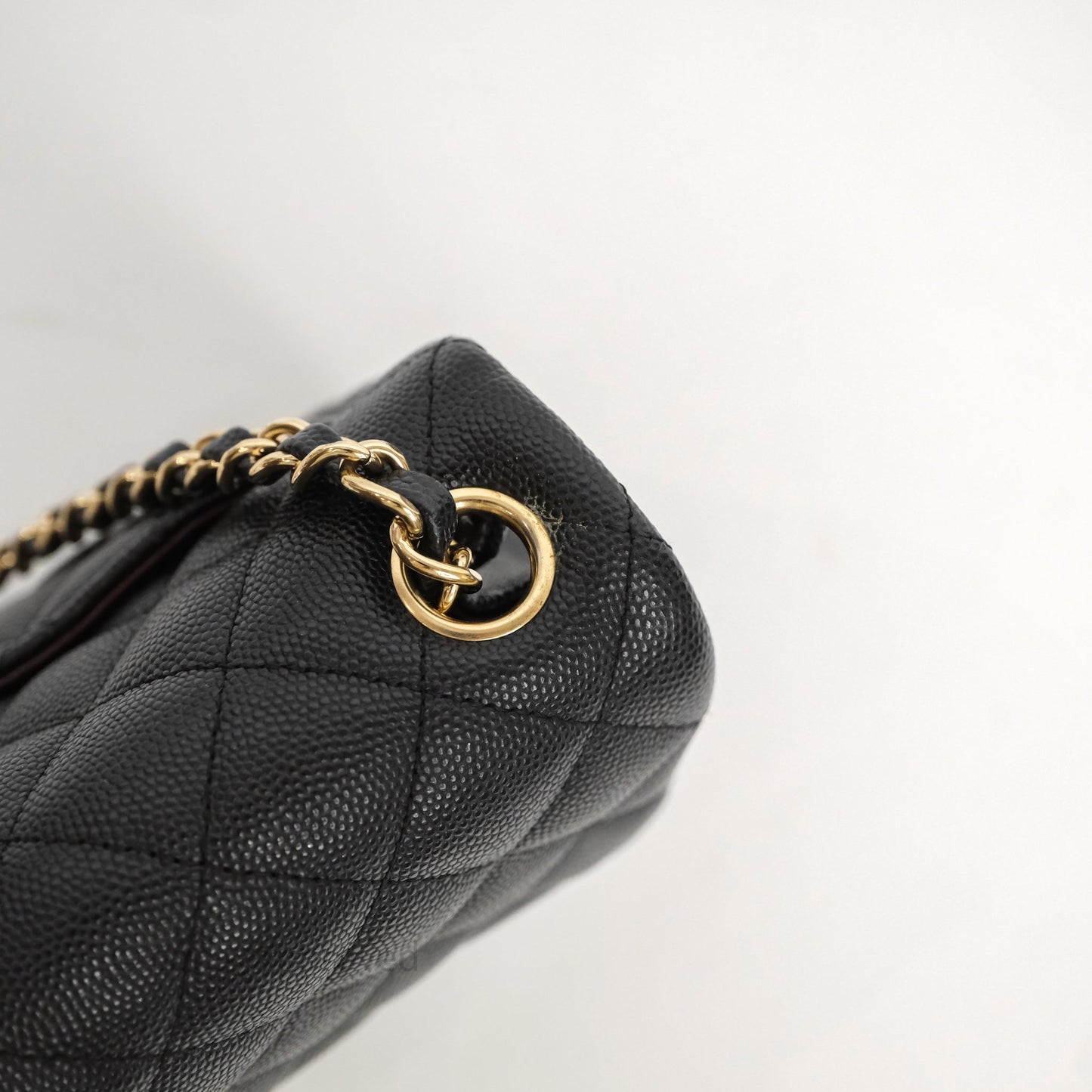 Chanel Mini Square Quilted Black Caviar Gold Hardware