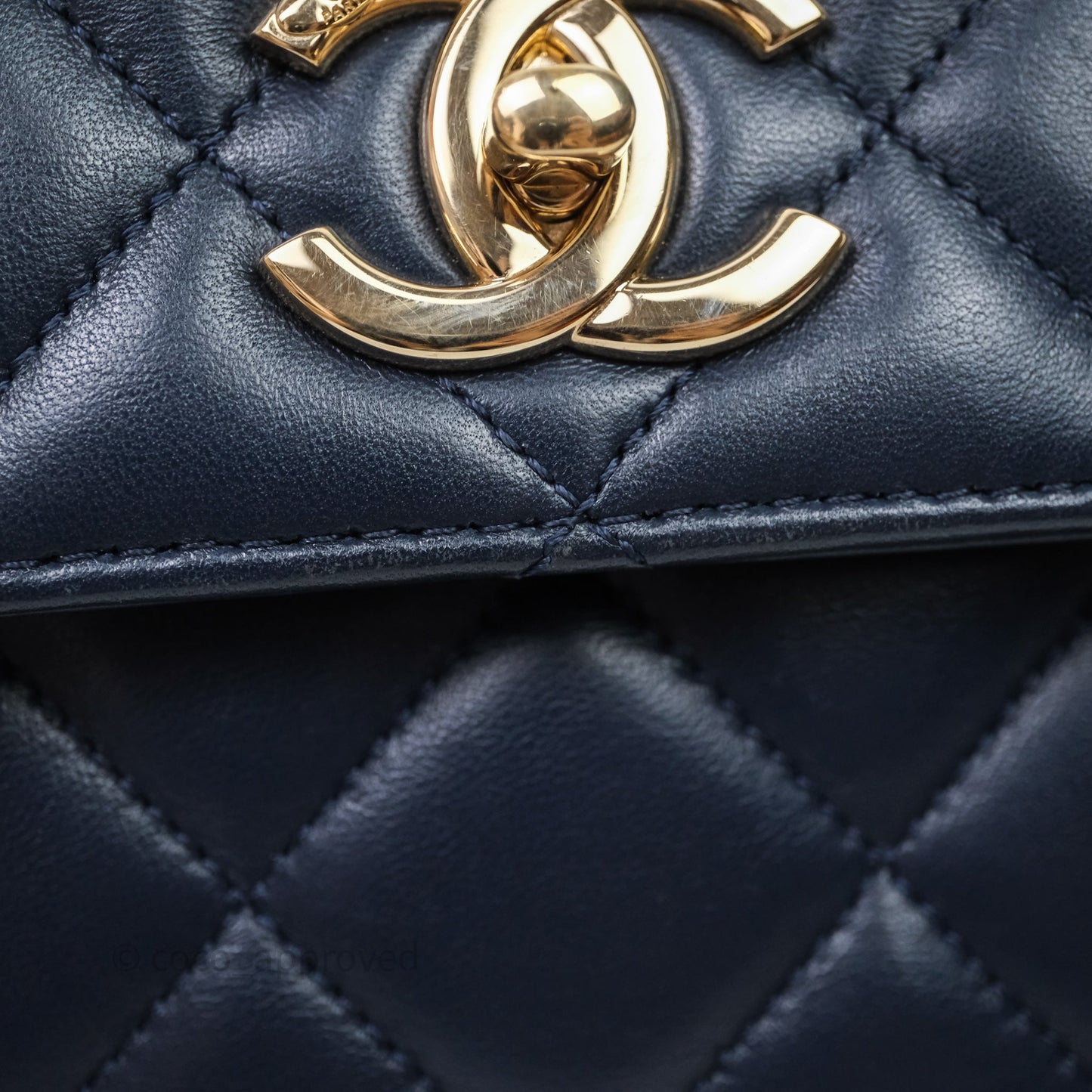 Chanel Small Trendy CC Navy Lambskin Gold Hardware
