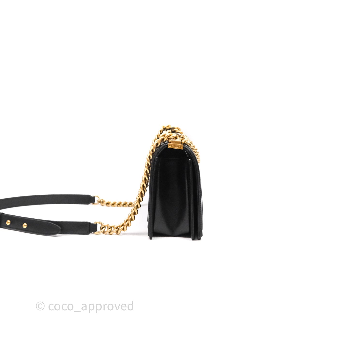 Chanel Medium Boy Quilted Black Lambskin Aged Gold Hardware