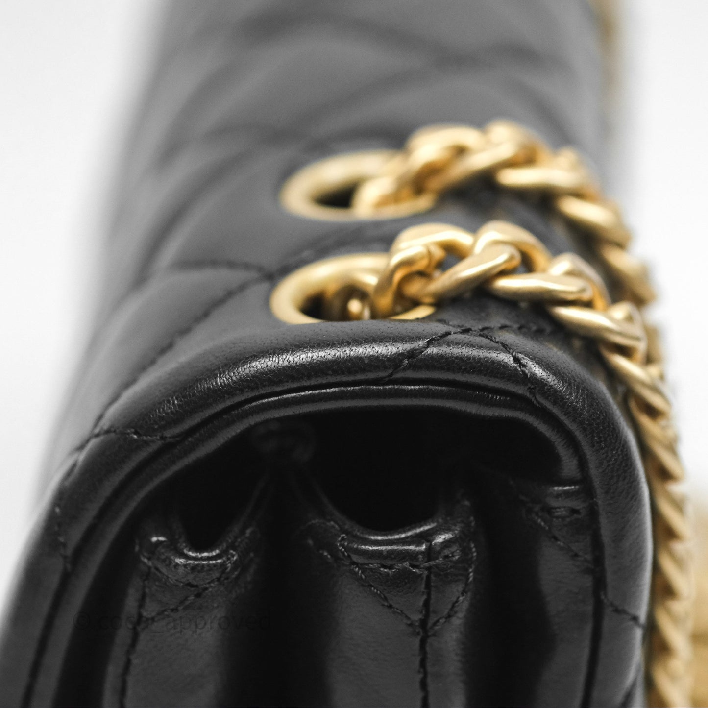 Chanel Small All Slide Adjustable Chain Flap Bag Black Lambskin Aged Gold Hardware 22K