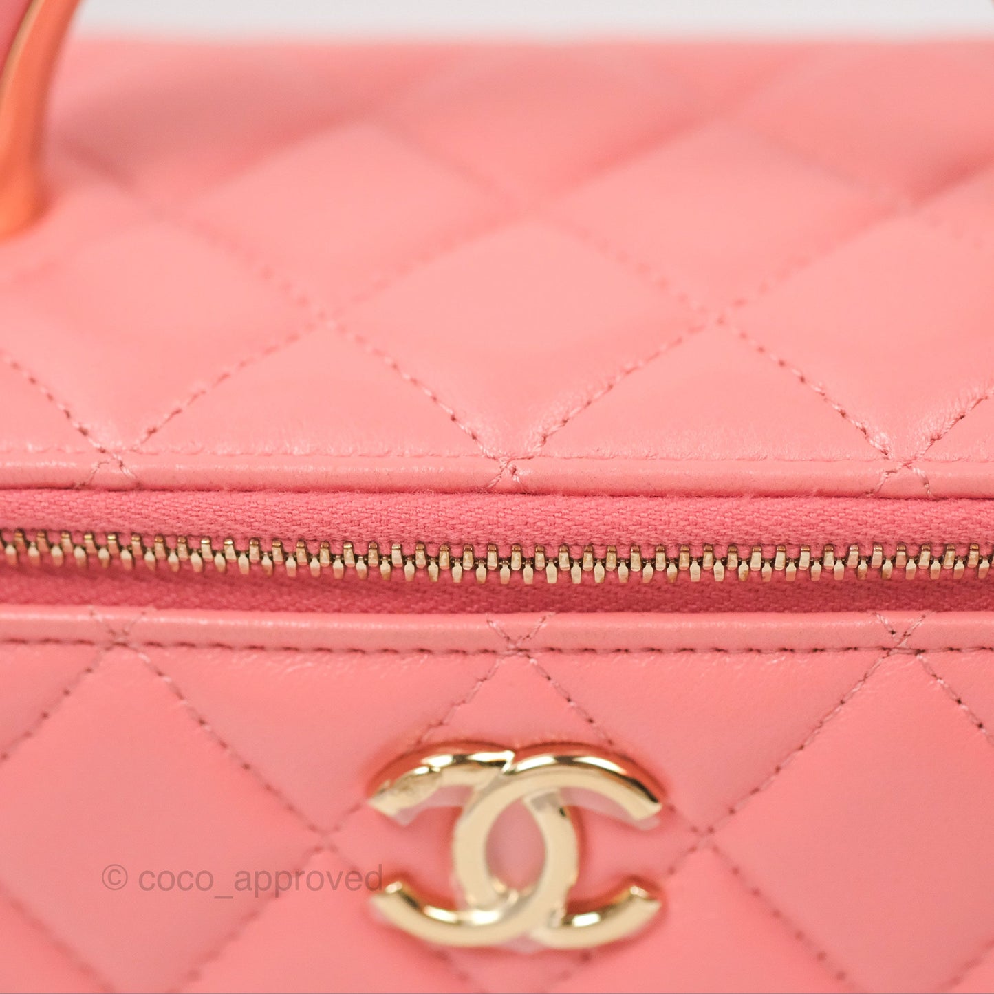 Chanel Vanity Rectangular Top Handle Pink Lambskin Gold Hardware