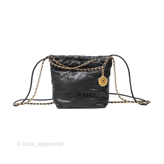 Chanel 22 Mini Black Caviar Aged Gold Hardware