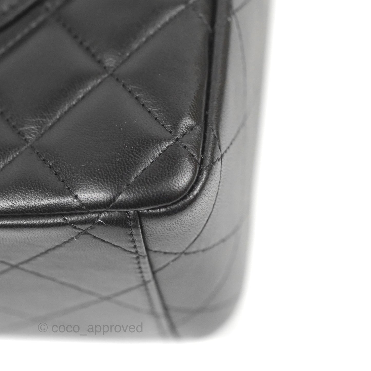 Chanel Quilted Maxi Double Flap Black Lambskin Silver Hardware