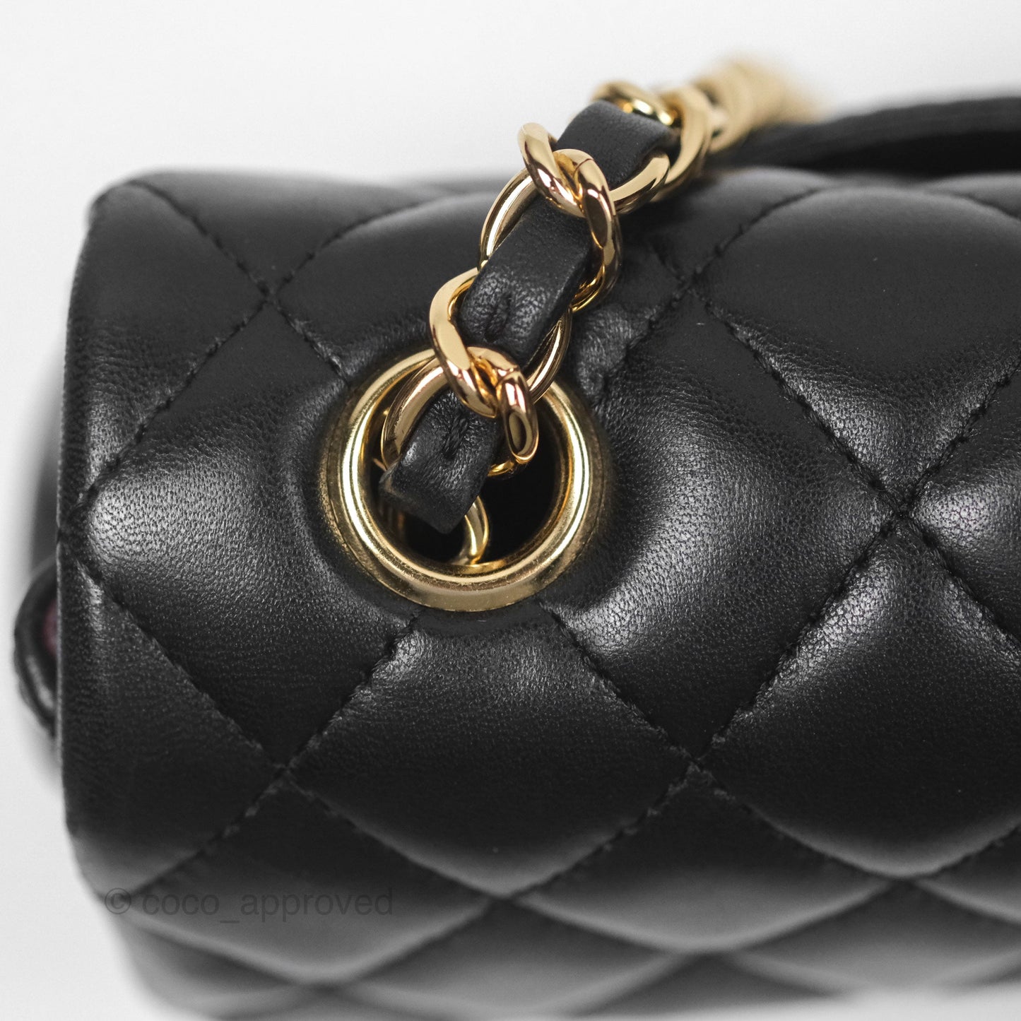 Chanel Quilted East West Flap Bag Black Lambskin Gold Hardware