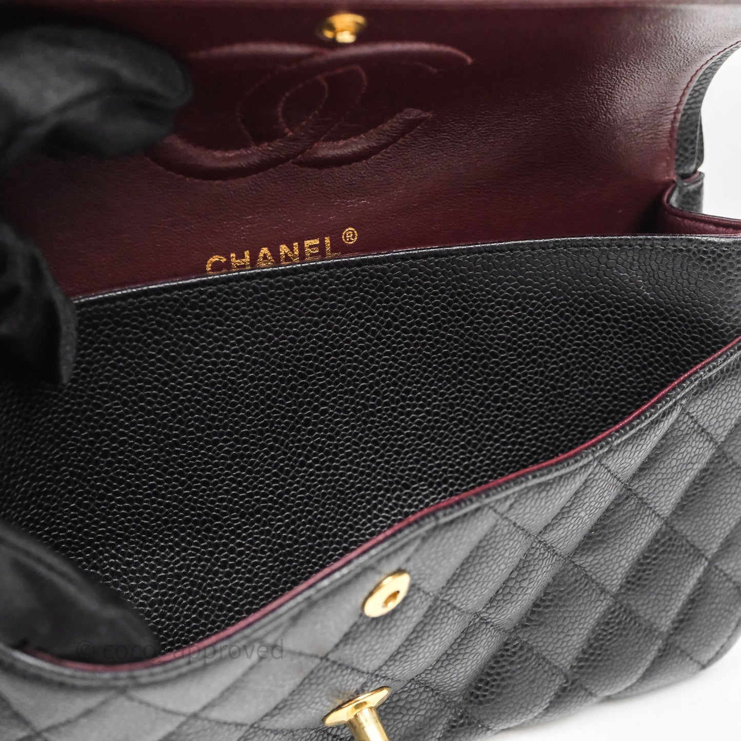 Chanel Classic M/L Medium Flap Quilted Black Caviar Gold Hardware