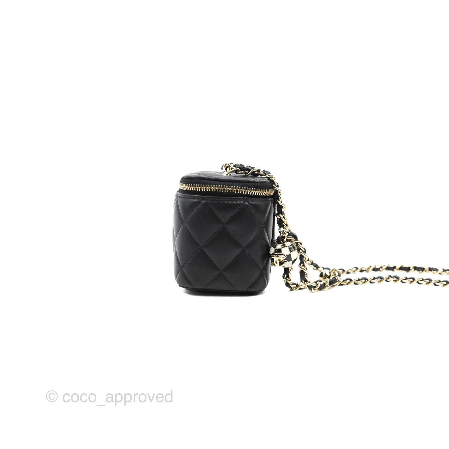 Chanel Mini Ball Crush Vanity With Chain Black Lambskin Gold Hardware