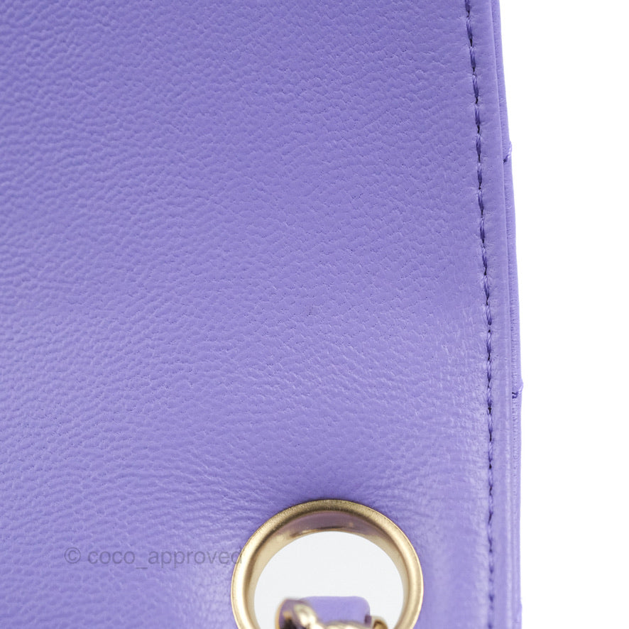 Chanel Mini Square Chevron Purple Lambskin Gold Hardware