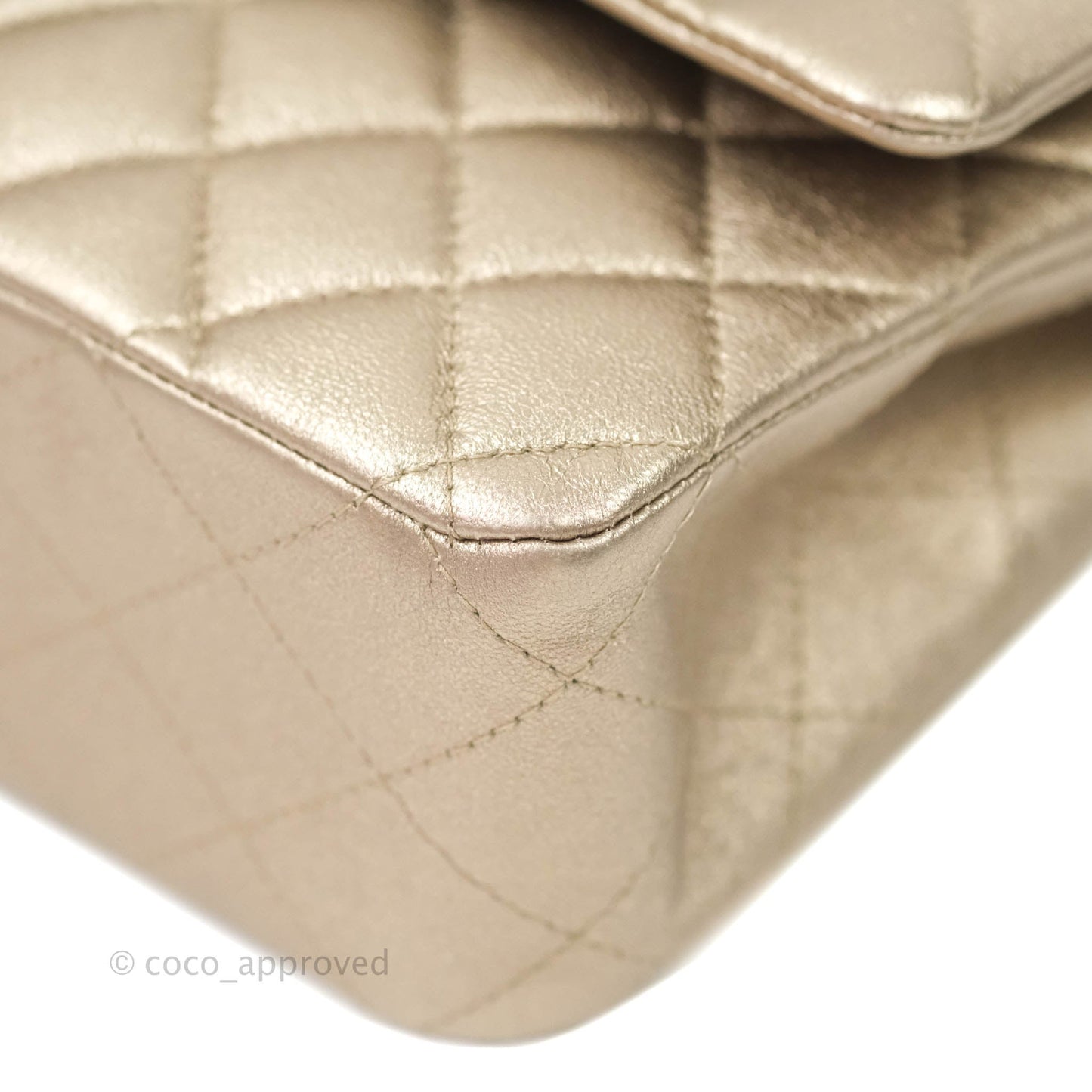 Chanel Classic M/L Medium Double Flap Metallic Bronze Lambskin Matte Silver Hardware