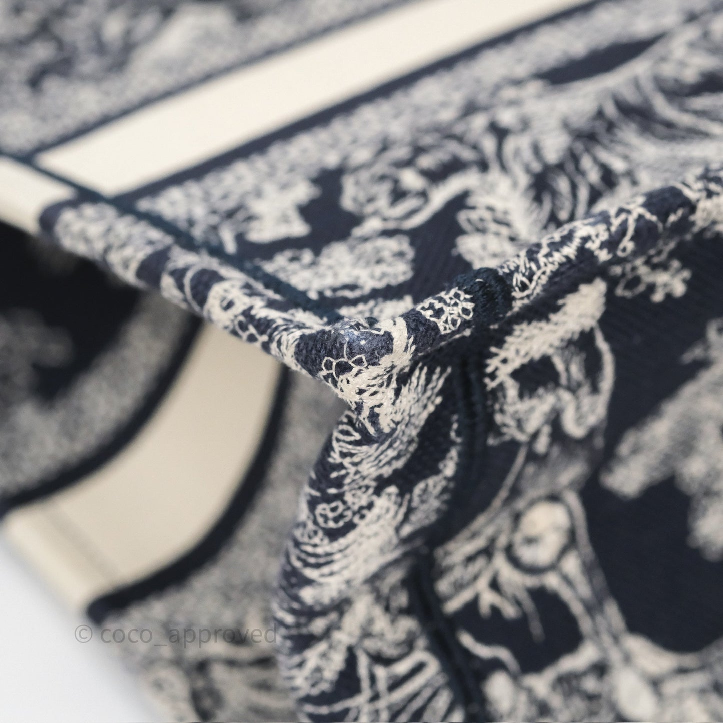 Dior New Small Book Tote Embroidered Toile De Jouy Navy