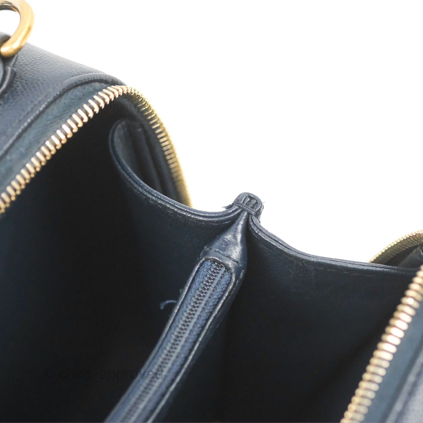Chanel Quilted Medium CC Filigree Vanity Case Dark Navy Caviar Gold Hardware