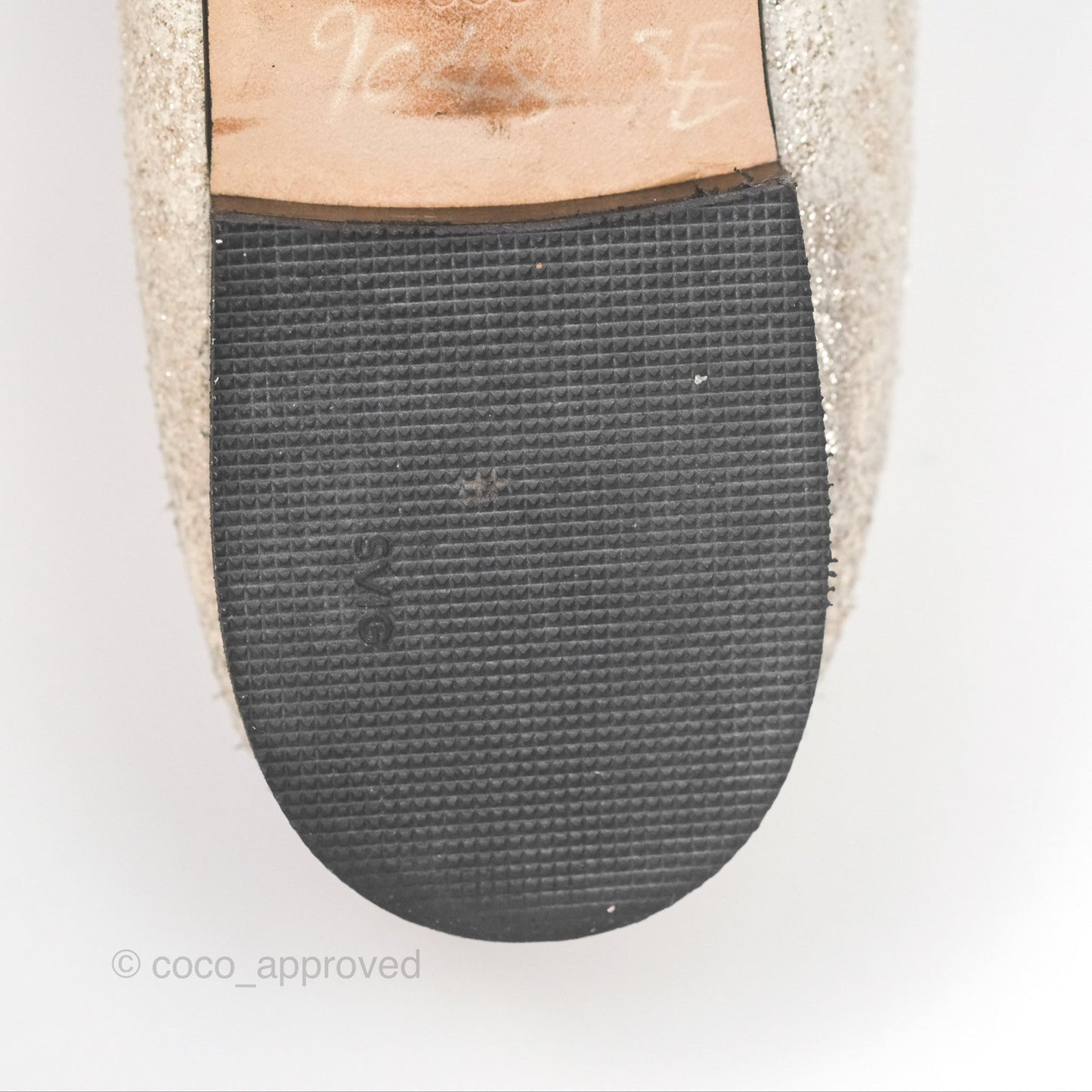 Chanel Ballerina Flats Glitter Ivory Black Size 39